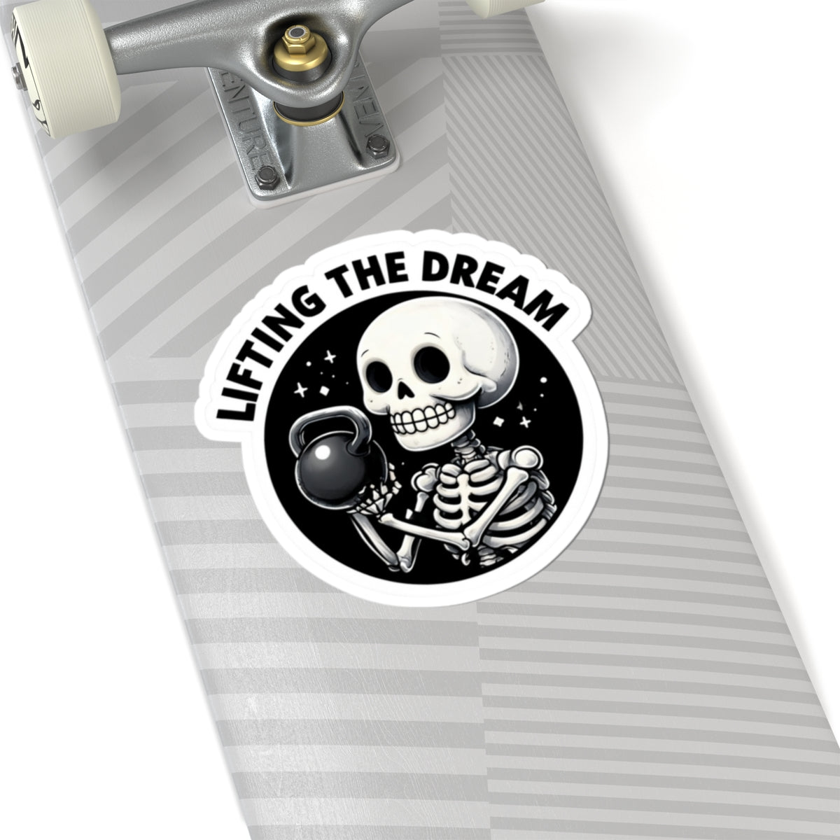 Kiss-Cut Stickers - Lifting the Dream Skeleton Gym Decor, Fitness Motivation, Workout Stickers, Halloween Decor, Gift for Gym Lovers