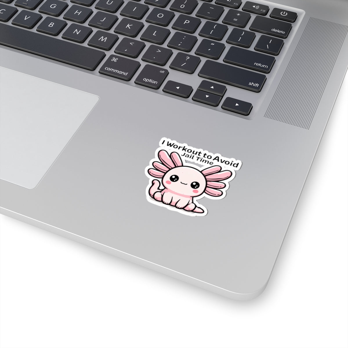 Cute Axolotl Workout Sticker, Funny Gym Decor, Cute Gift for Friends, Quirky Exercise Motivation, Laptop Decals, Hobby Enthusiasts