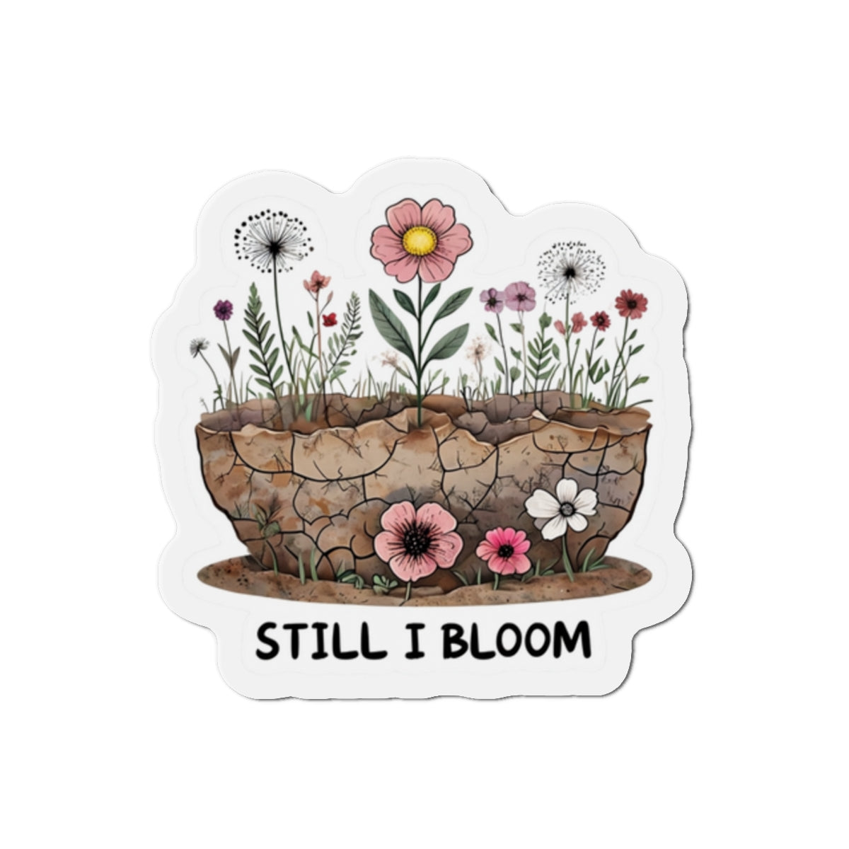 Inspirational Die-Cut Magnets – 'Still I Bloom' Floral Decor, Gift for Garden Lovers, Motivational Home & Office Decor, Flower Fridge