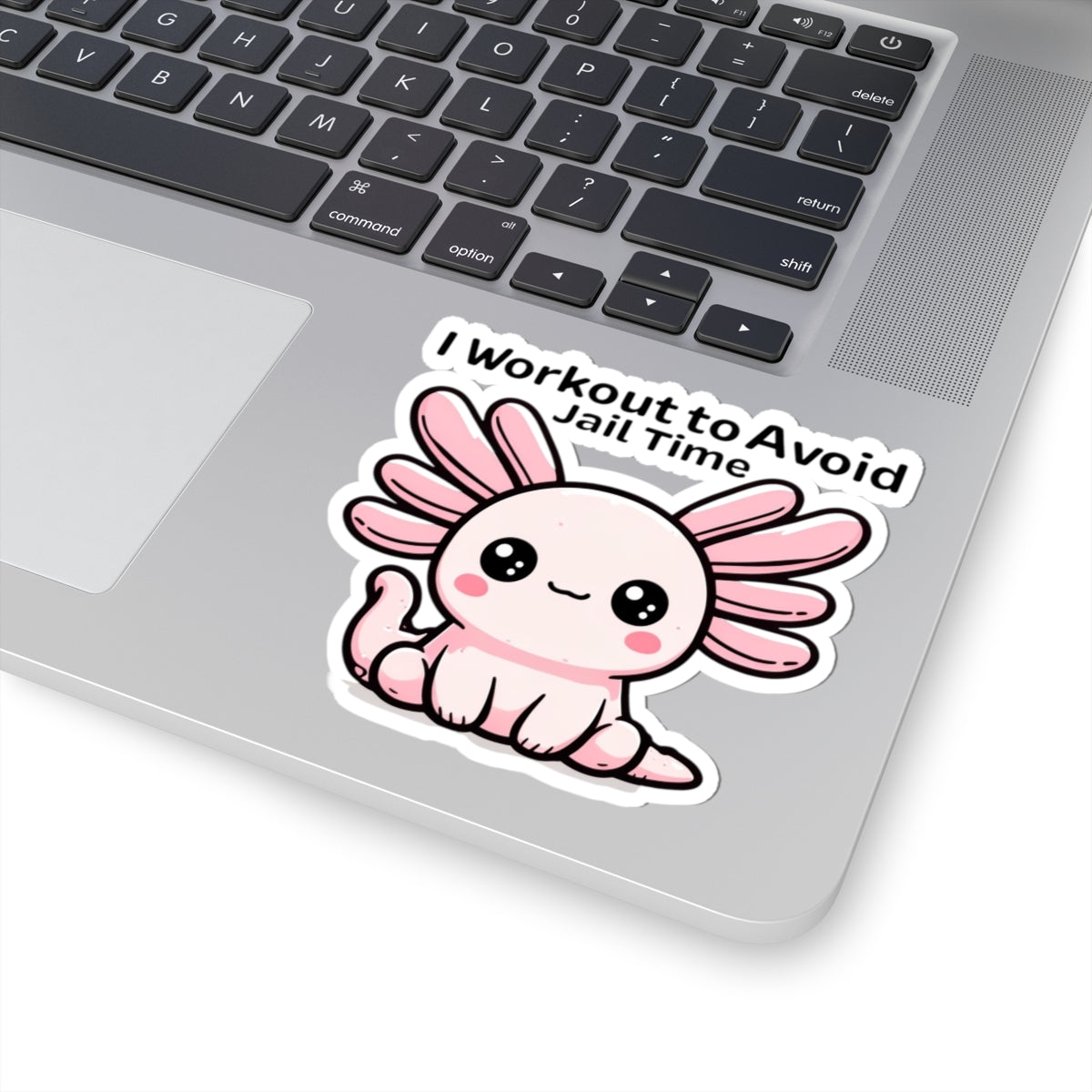 Cute Axolotl Workout Sticker, Funny Gym Decor, Cute Gift for Friends, Quirky Exercise Motivation, Laptop Decals, Hobby Enthusiasts