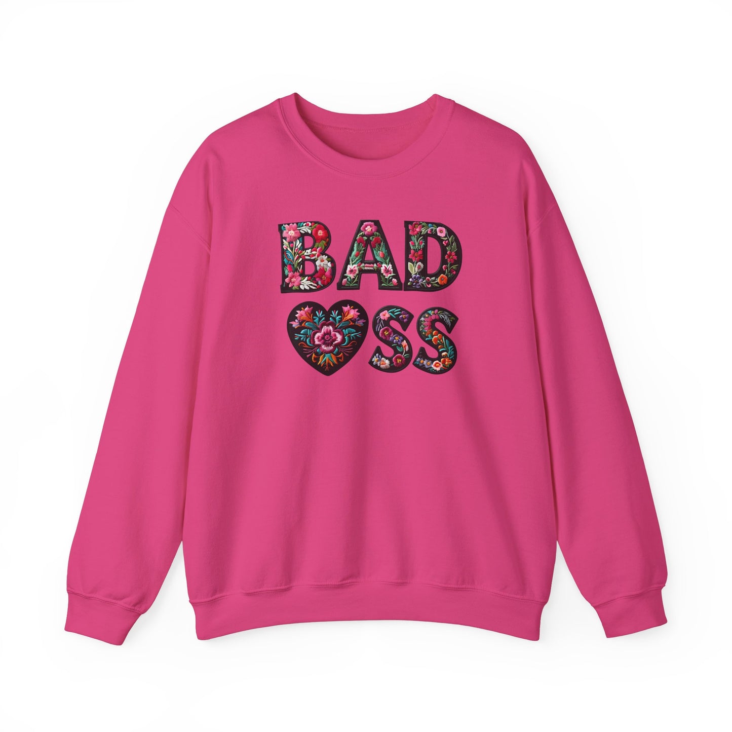 Floral 'BAD ASS' Unisex Crewneck Sweatshirt, Cozy Gift for Strong Women, Perfect for Casual Wear, Birthdays, Self-Love