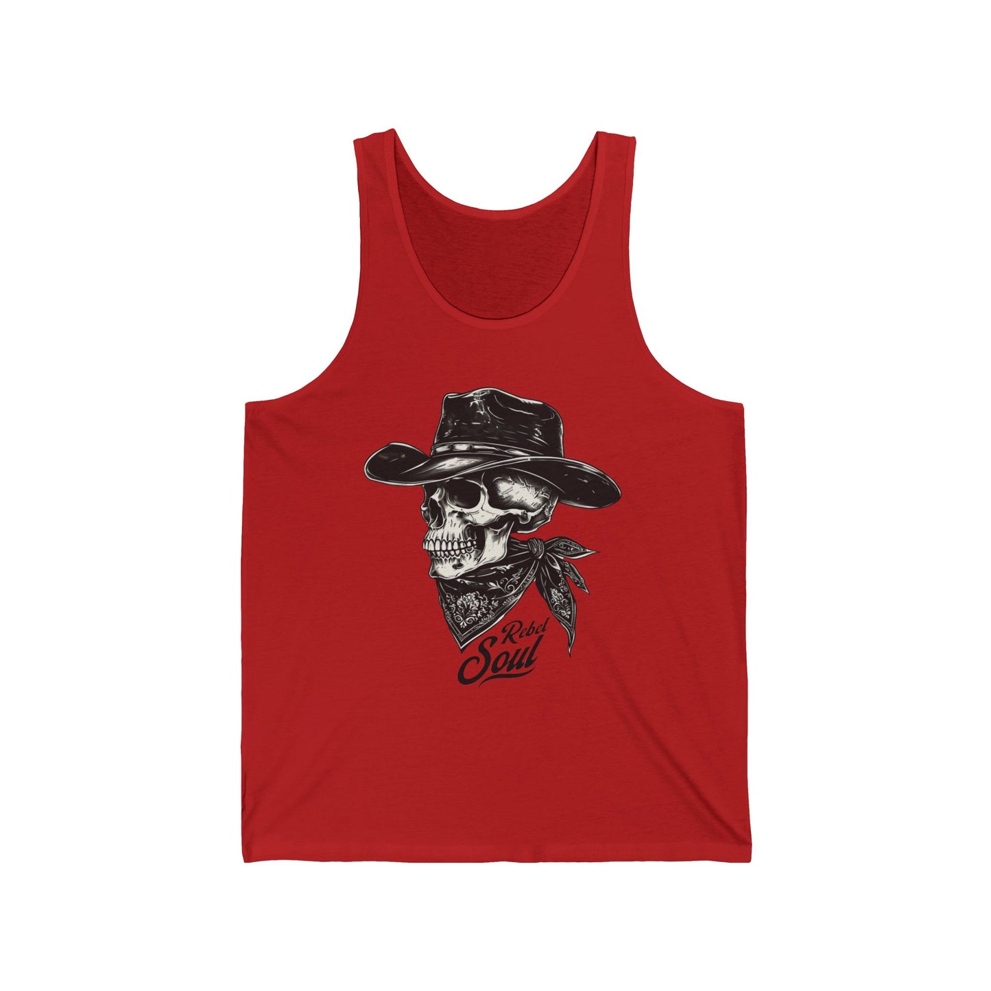 Skull Cowboy Tank Top - Rock Soul Graphic Unisex Jersey Tee, Summer Wear, Festival Outfit, Men's & Women's Clothing, Gift for Music Lovers