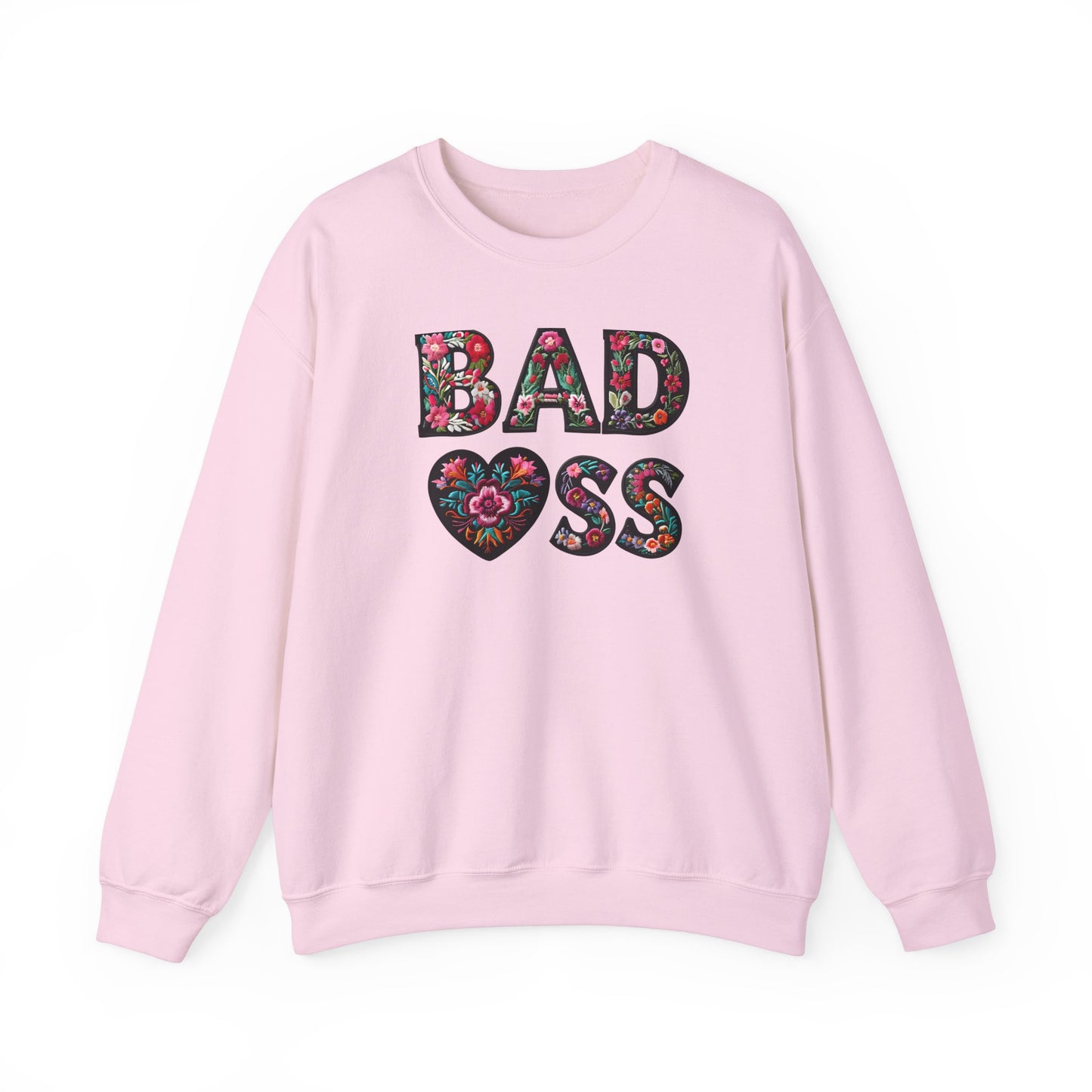 Floral 'BAD ASS' Unisex Crewneck Sweatshirt, Cozy Gift for Strong Women, Perfect for Casual Wear, Birthdays, Self-Love