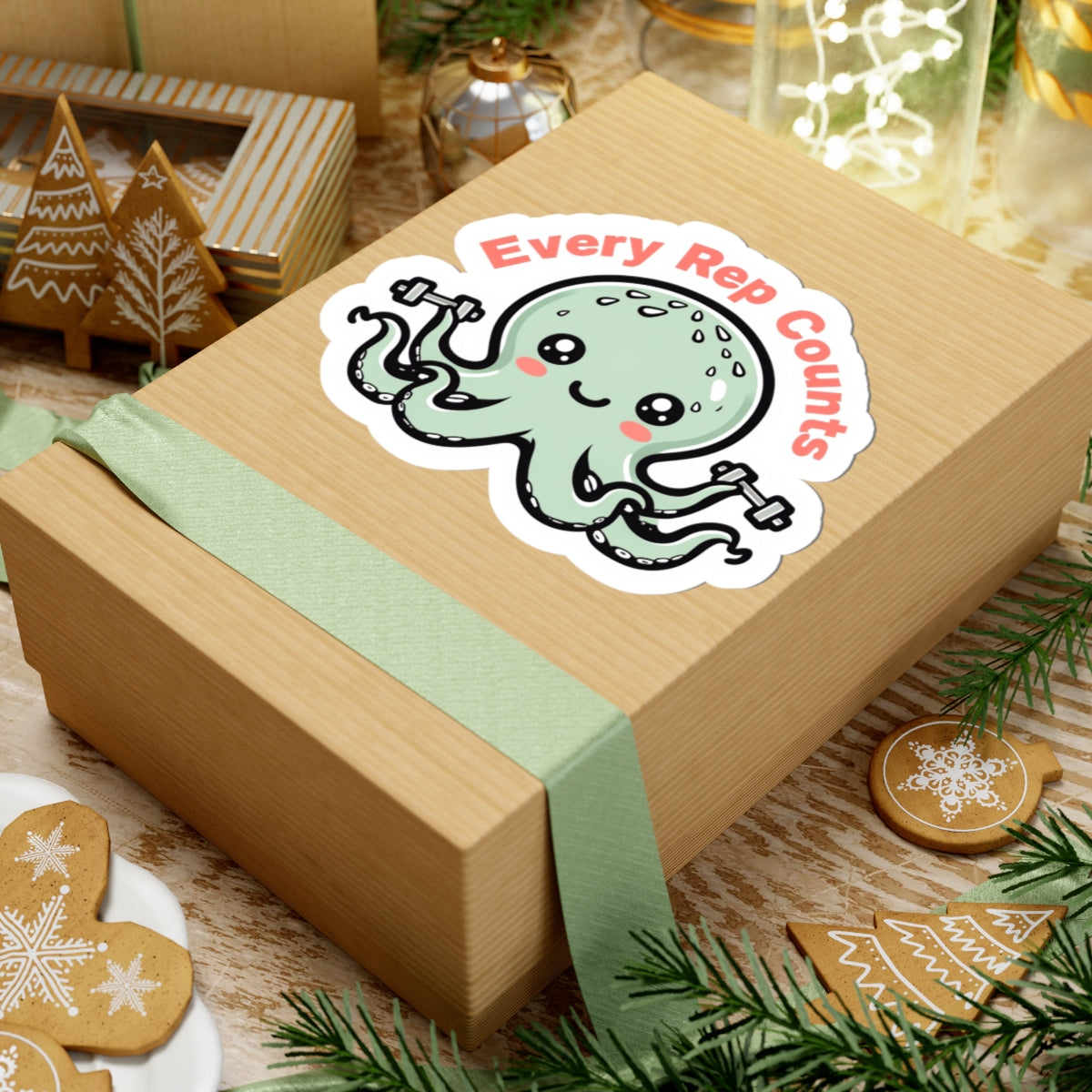 Cute Fitness Octopus Stickers, Every Rep Counts, Gym Decor, Motivational Stickers, Laptop Decals, Planner Accessories, Gift for Gym Lovers