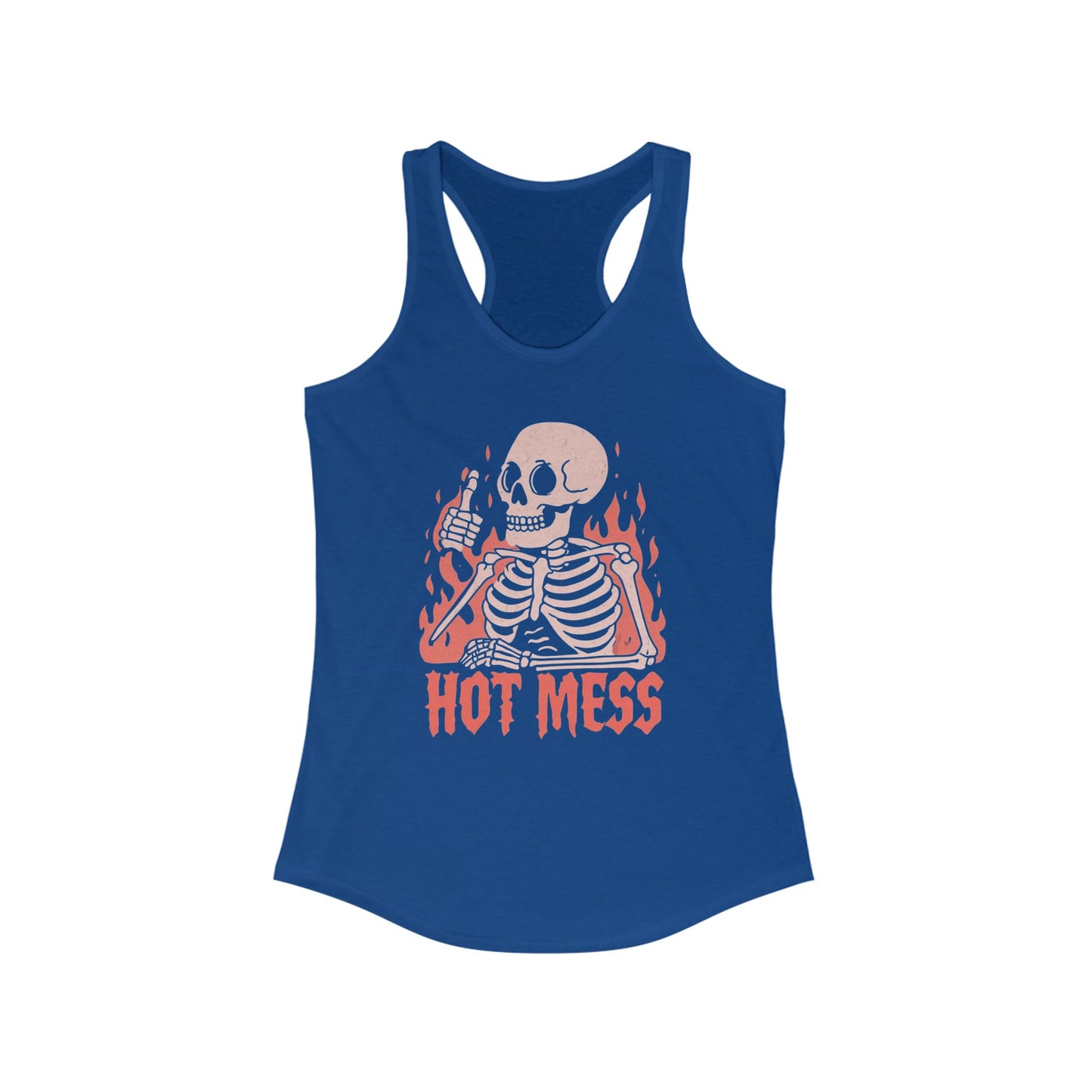 Hot Mess Racerback Tank - Fun Halloween Top, Casual Gym Wear, Summer Vibes, Gift for Friends, Spooky Season Apparel