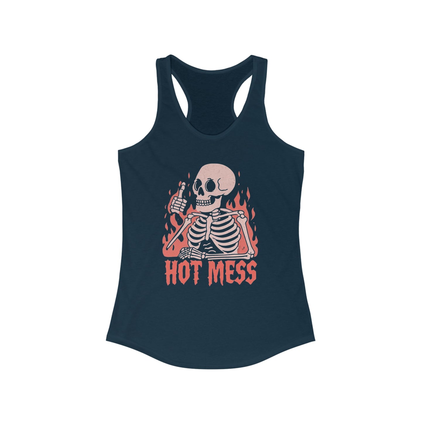 Hot Mess Racerback Tank - Fun Halloween Top, Casual Gym Wear, Summer Vibes, Gift for Friends, Spooky Season Apparel