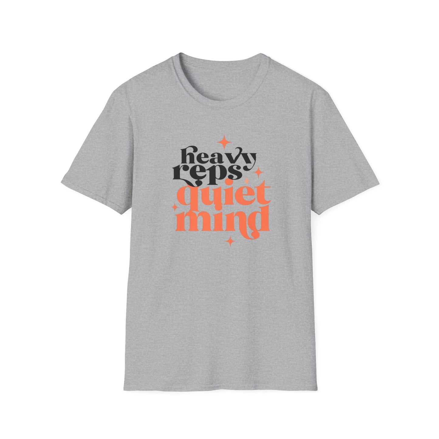 Motivational T-Shirt - 'Heavy Reps Quiet Mind', Gym Wear, Fitness Clothing, Casual Style, Gift for Gym Lovers