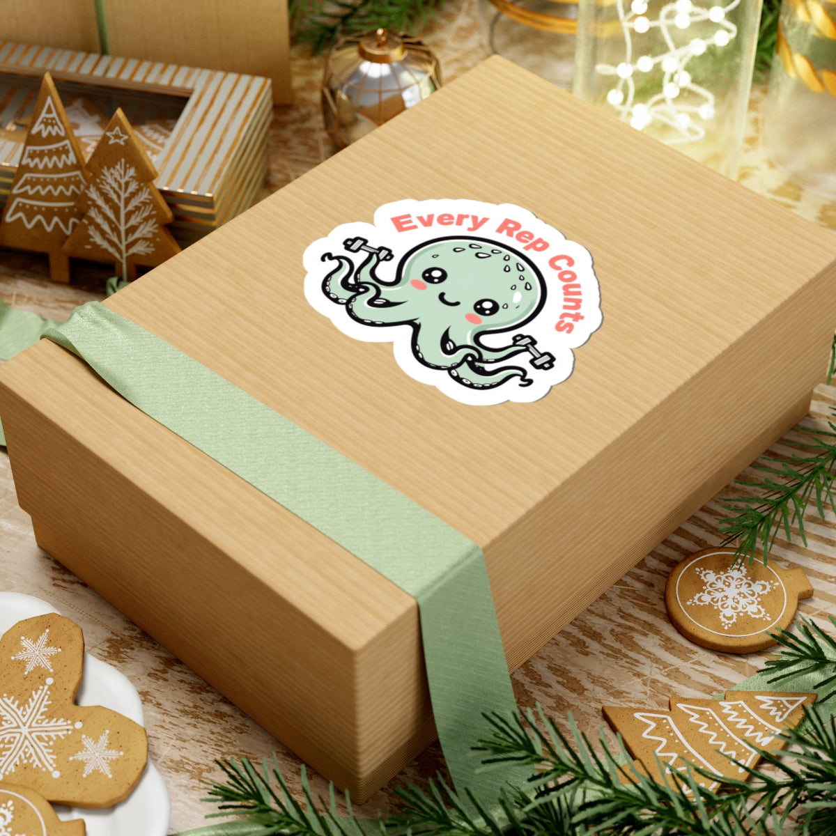 Cute Fitness Octopus Stickers, Every Rep Counts, Gym Decor, Motivational Stickers, Laptop Decals, Planner Accessories, Gift for Gym Lovers