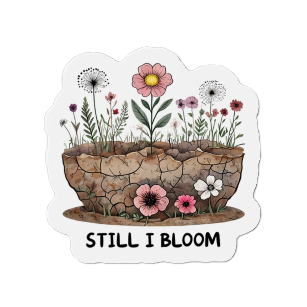 Inspirational Die-Cut Magnets – 'Still I Bloom' Floral Decor, Gift for Garden Lovers, Motivational Home & Office Decor, Flower Fridge