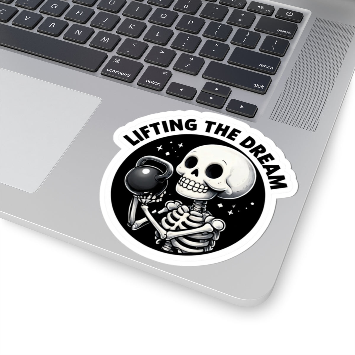 Kiss-Cut Stickers - Lifting the Dream Skeleton Gym Decor, Fitness Motivation, Workout Stickers, Halloween Decor, Gift for Gym Lovers