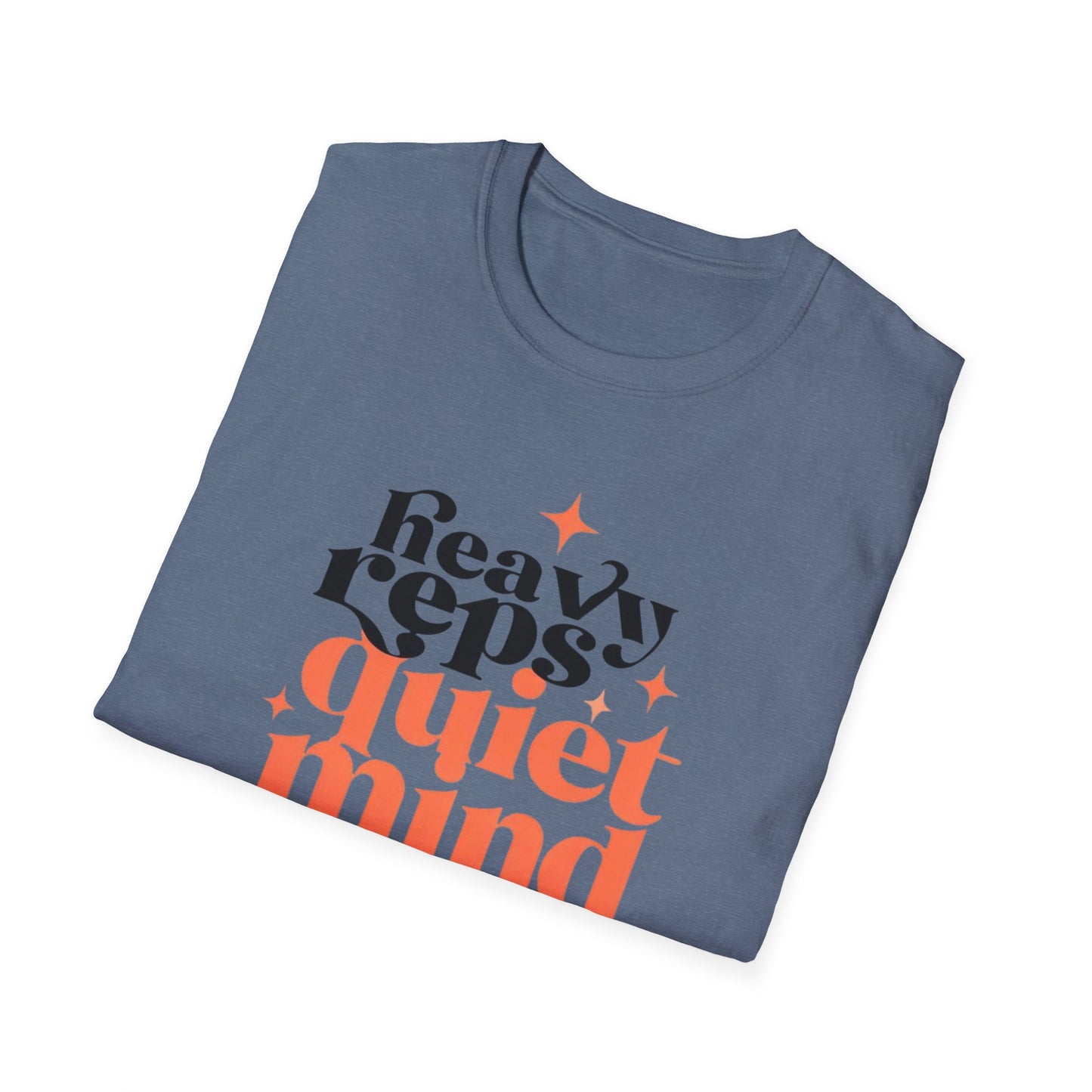 Motivational T-Shirt - 'Heavy Reps Quiet Mind', Gym Wear, Fitness Clothing, Casual Style, Gift for Gym Lovers