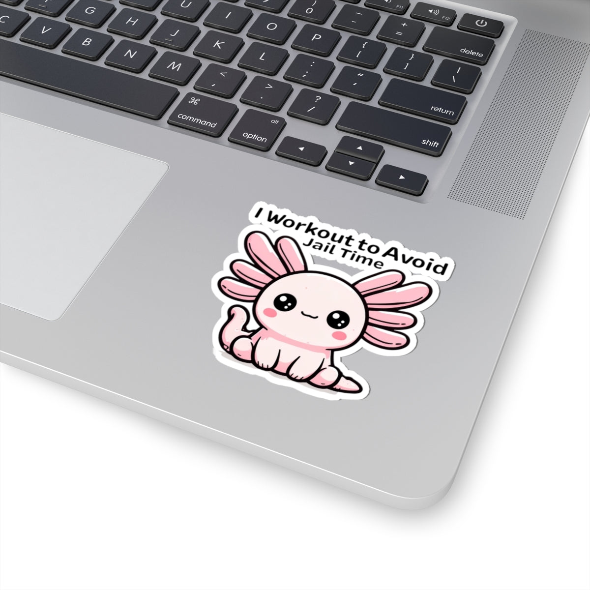 Cute Axolotl Workout Sticker, Funny Gym Decor, Cute Gift for Friends, Quirky Exercise Motivation, Laptop Decals, Hobby Enthusiasts