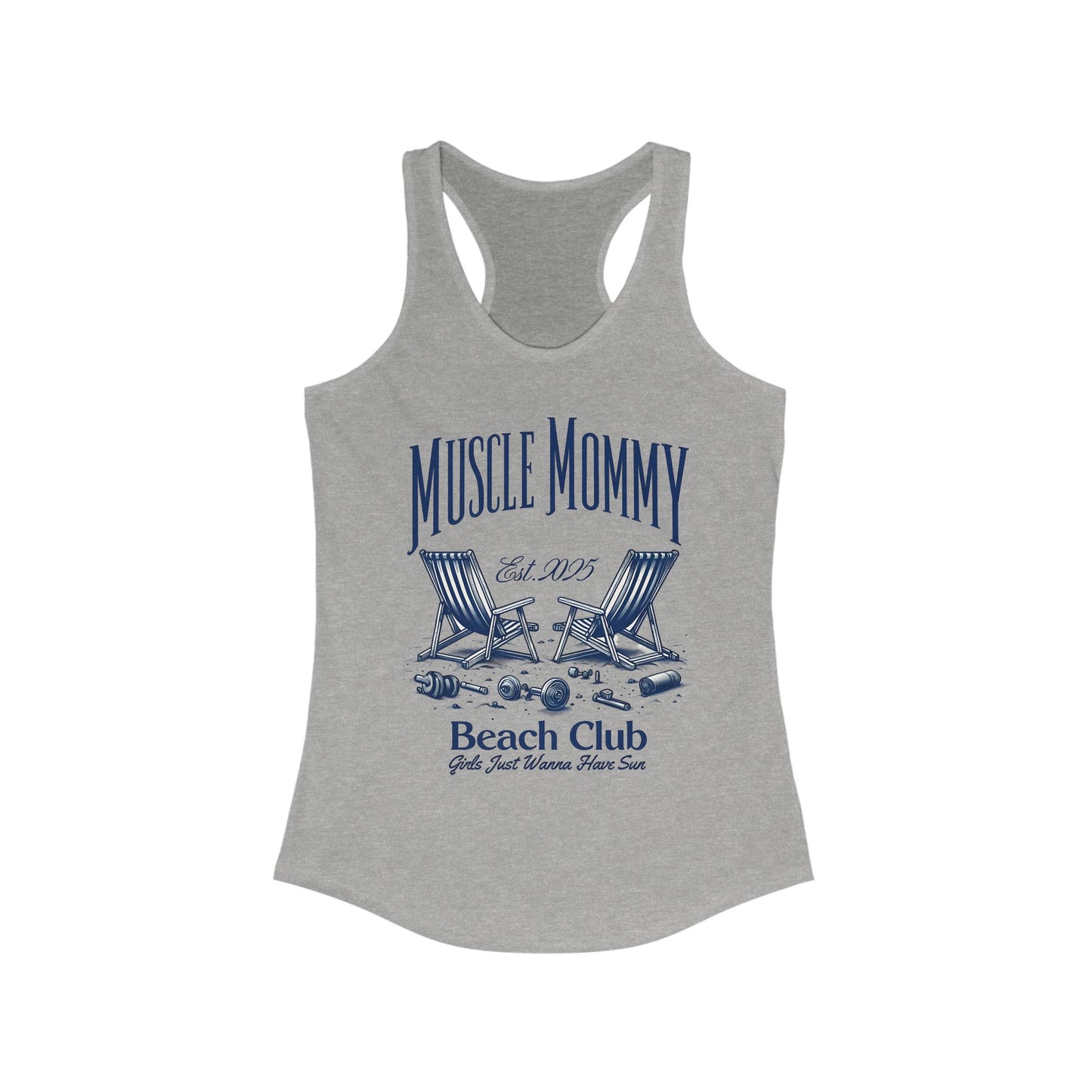 Muscle Mommy Beach Club Racerback Tank, Perfect for Summer Adventures, Gifts for Moms, Beach Vacation Essentials, Casual Summer Top