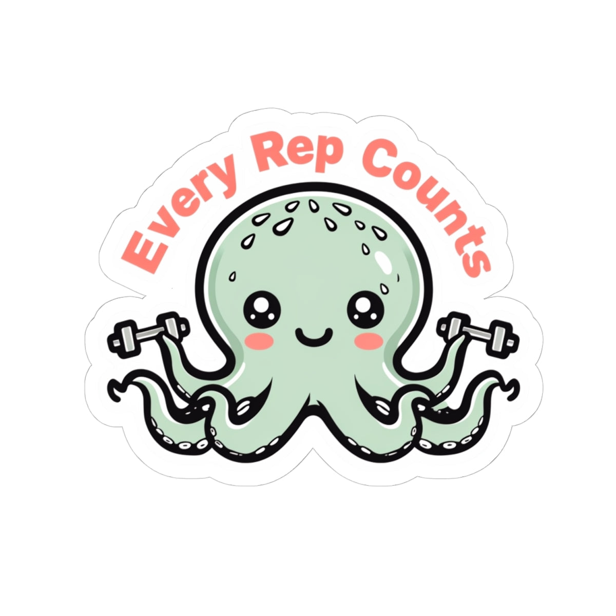 Cute Fitness Octopus Stickers, Every Rep Counts, Gym Decor, Motivational Stickers, Laptop Decals, Planner Accessories, Gift for Gym Lovers