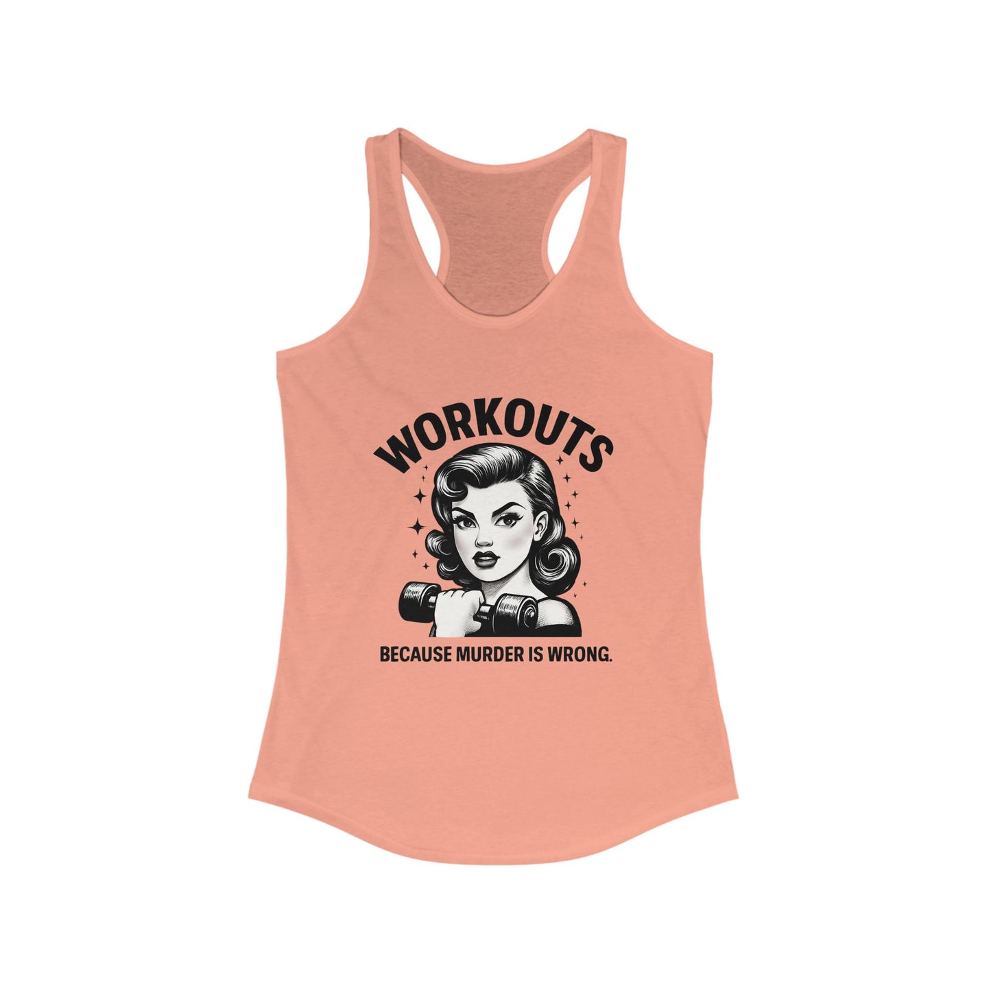 Workout Humor Racerback Tank Top, Gym Shirt, Fitness Apparel, Gift for Gym Lovers, Fun Exercise Top