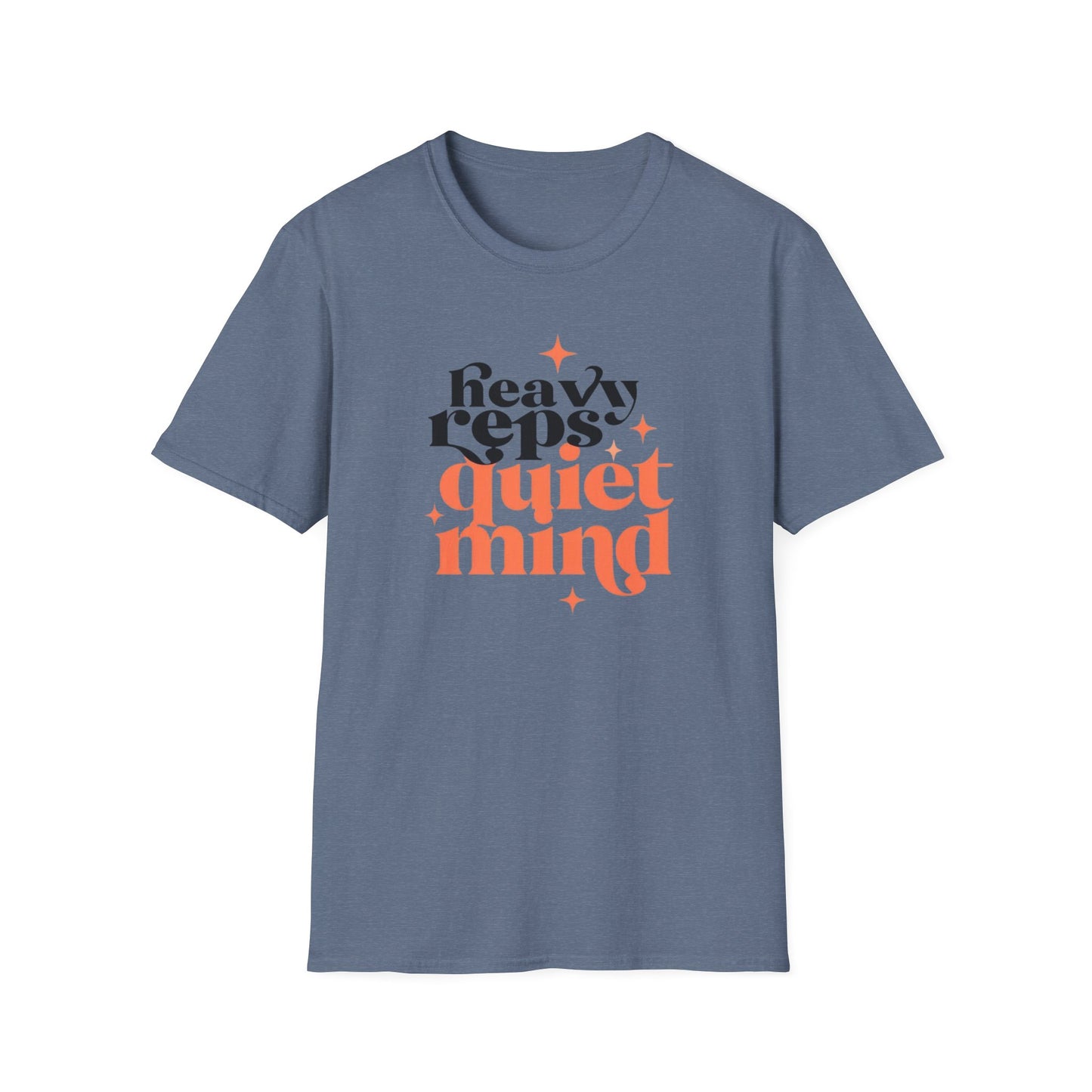 Motivational T-Shirt - 'Heavy Reps Quiet Mind', Gym Wear, Fitness Clothing, Casual Style, Gift for Gym Lovers