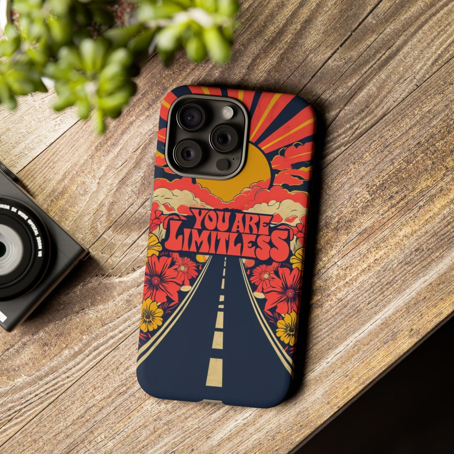 Limitless Phone Case, Floral Phone Cover, Inspirational Gift for Teen, Motivational Accessory, Vibrant Road Design