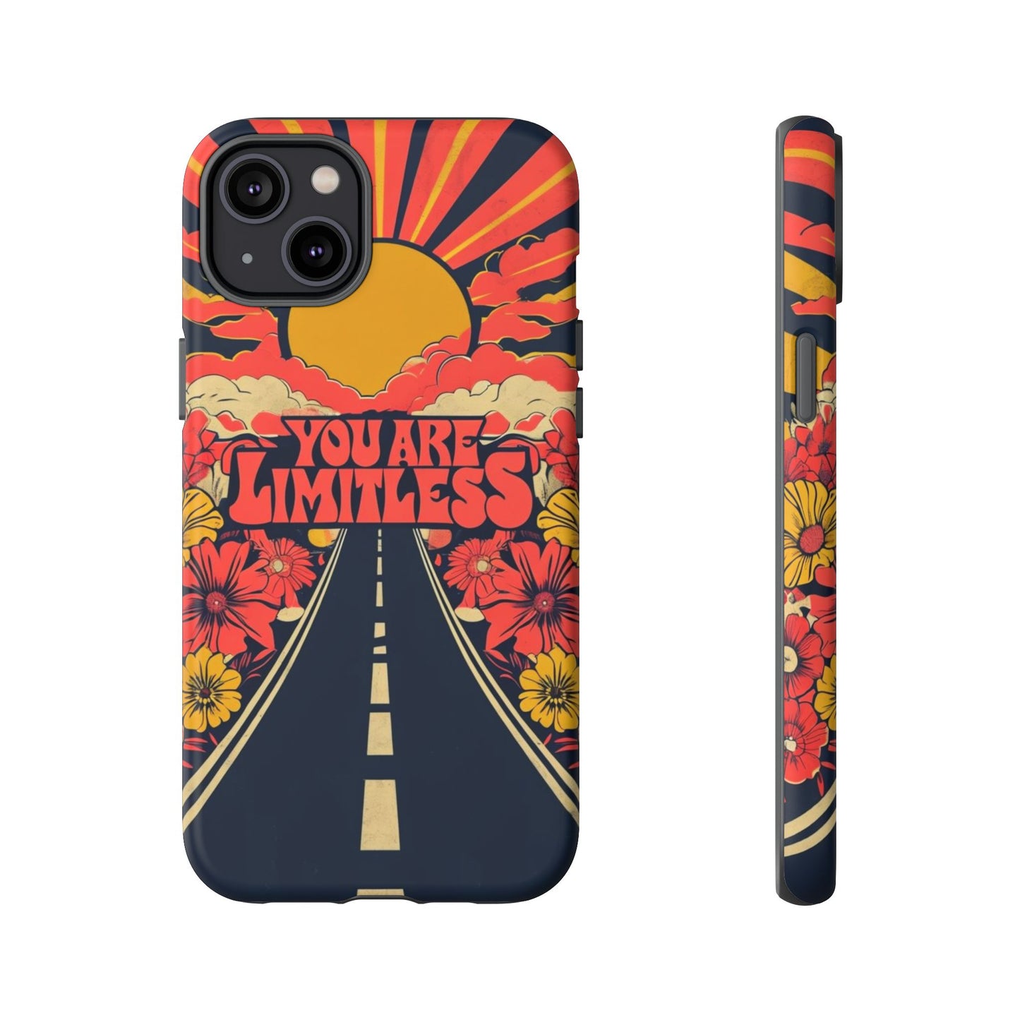 Limitless Phone Case, Floral Phone Cover, Inspirational Gift for Teen, Motivational Accessory, Vibrant Road Design