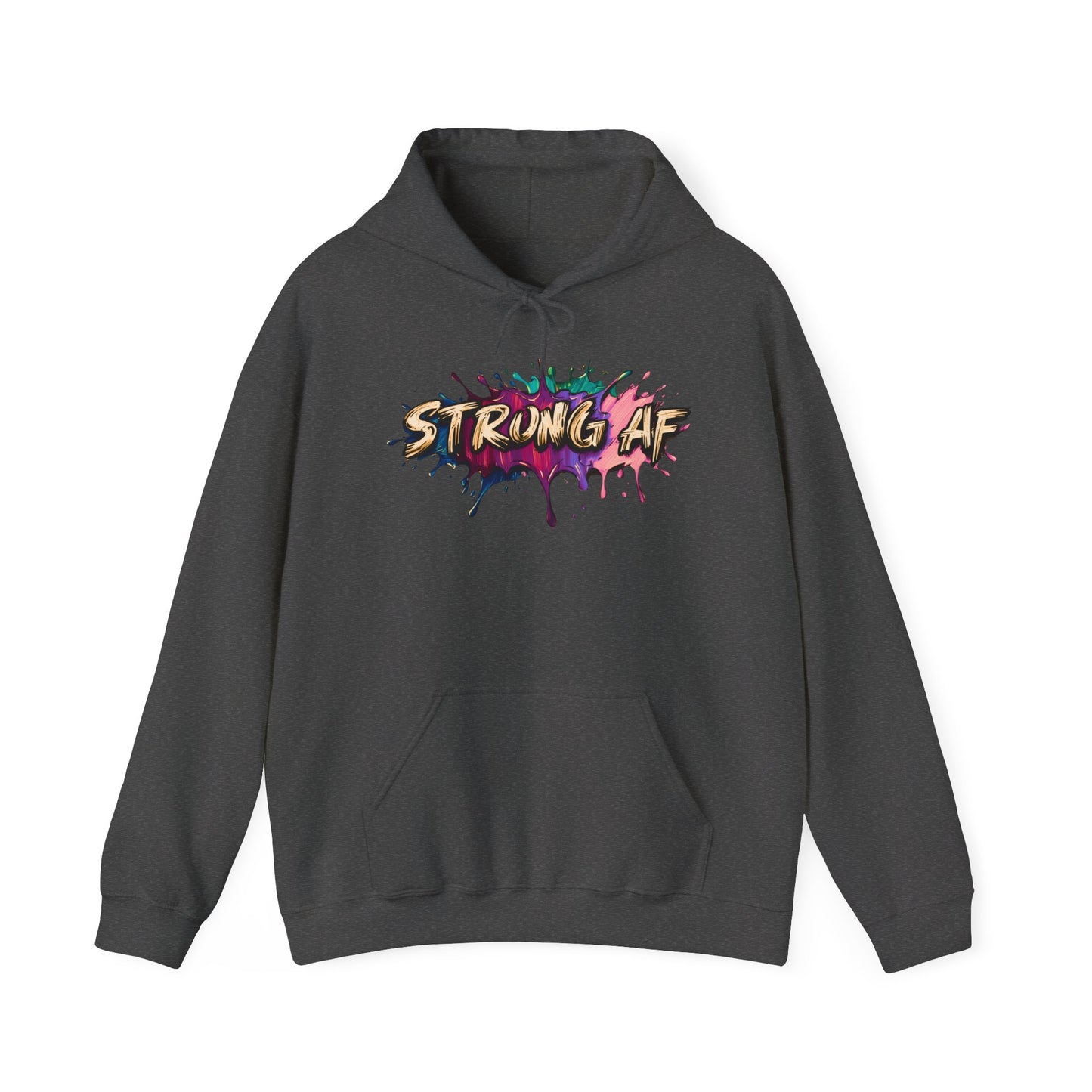 Bold 'STRONG AF' Unisex Hoodie - Comfortable Sweatshirt, Perfect for Gym Enthusiasts, Everyday Wear, Motivational Gifts