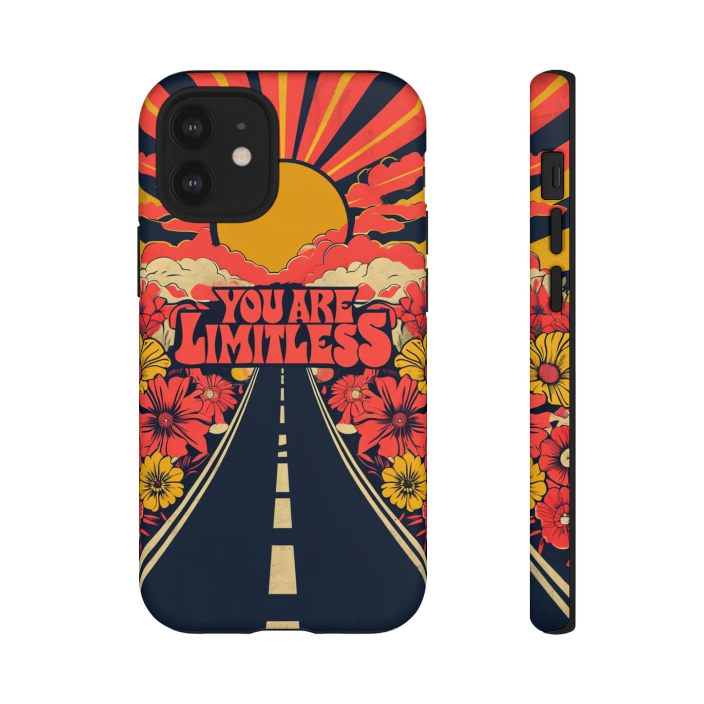 Limitless Phone Case, Floral Phone Cover, Inspirational Gift for Teen, Motivational Accessory, Vibrant Road Design