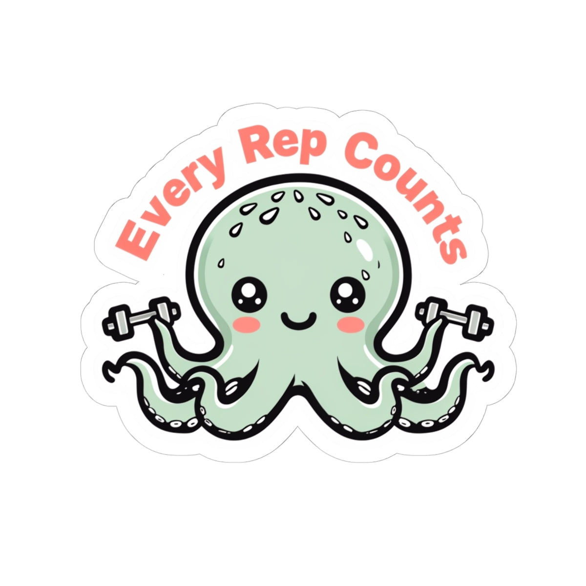 Cute Fitness Octopus Stickers, Every Rep Counts, Gym Decor, Motivational Stickers, Laptop Decals, Planner Accessories, Gift for Gym Lovers