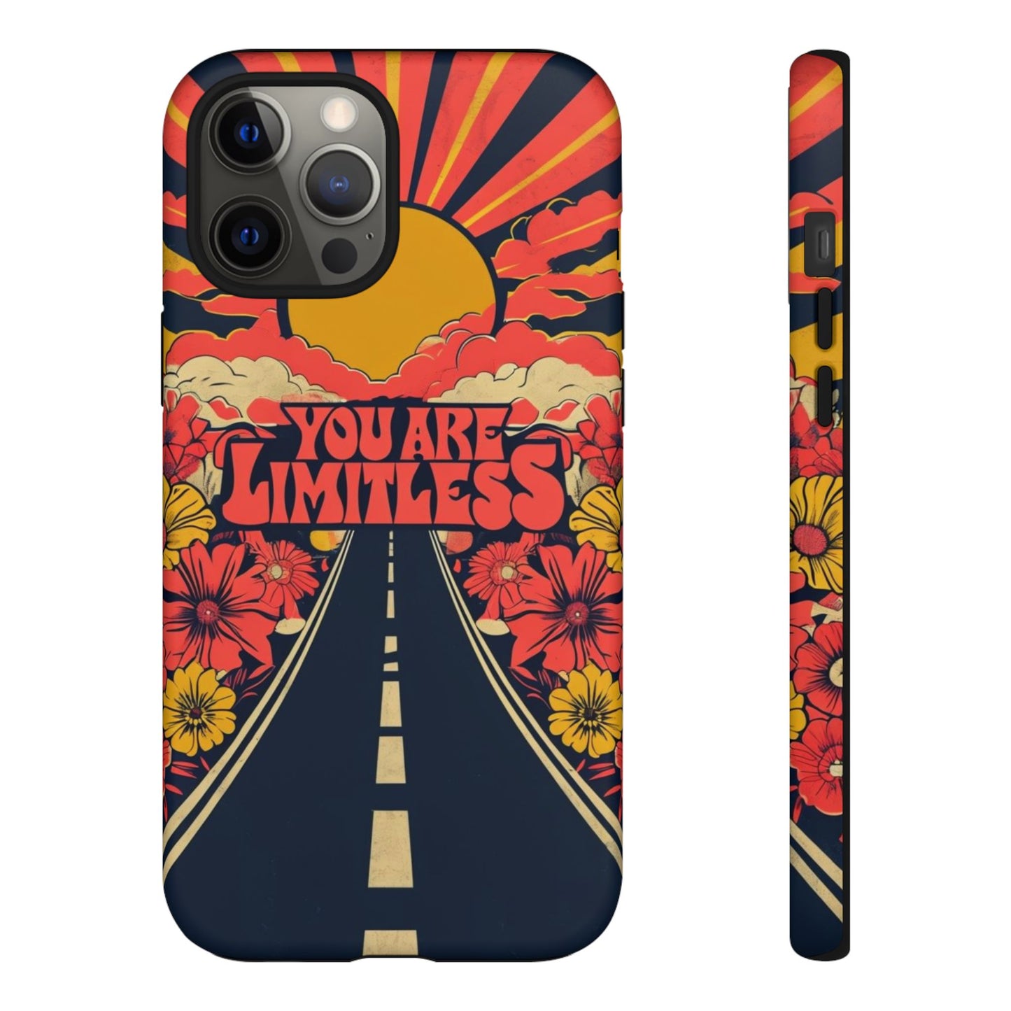 Limitless Phone Case, Floral Phone Cover, Inspirational Gift for Teen, Motivational Accessory, Vibrant Road Design