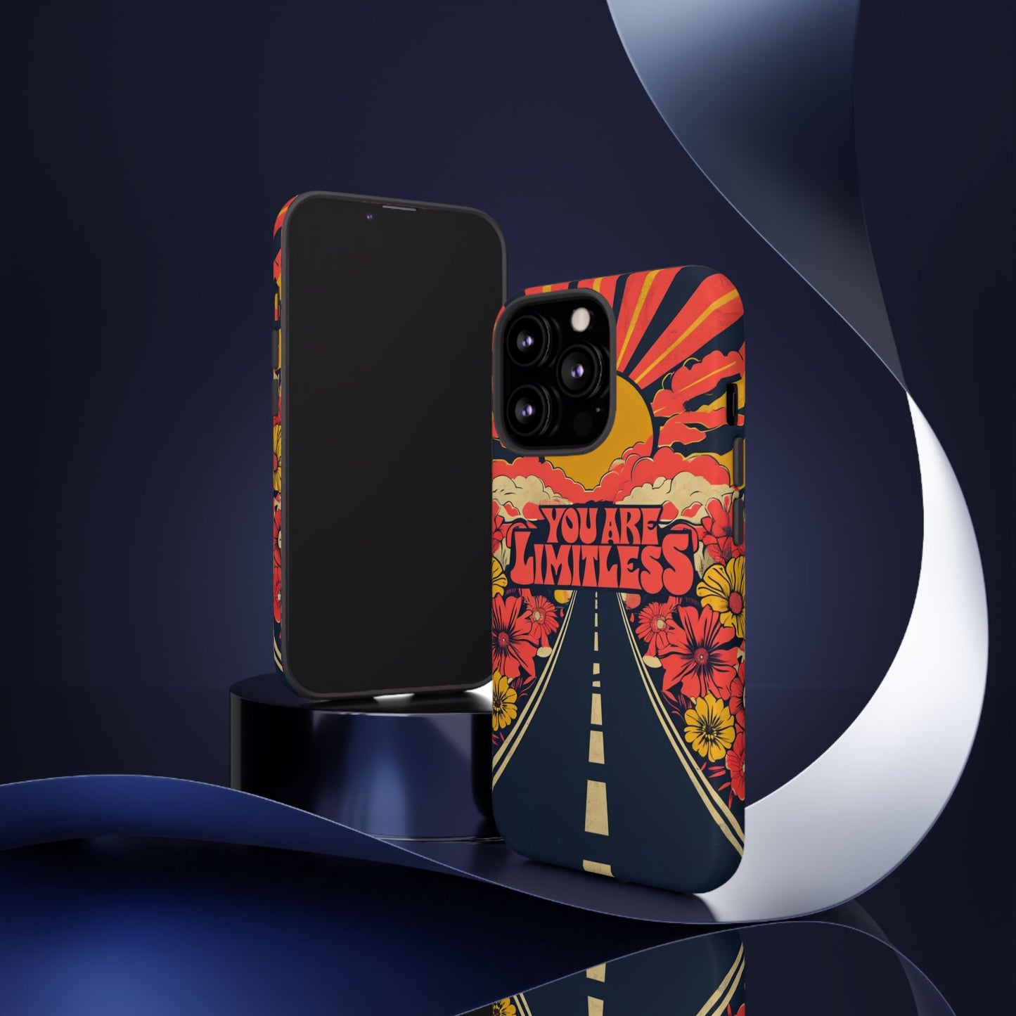 Limitless Phone Case, Floral Phone Cover, Inspirational Gift for Teen, Motivational Accessory, Vibrant Road Design