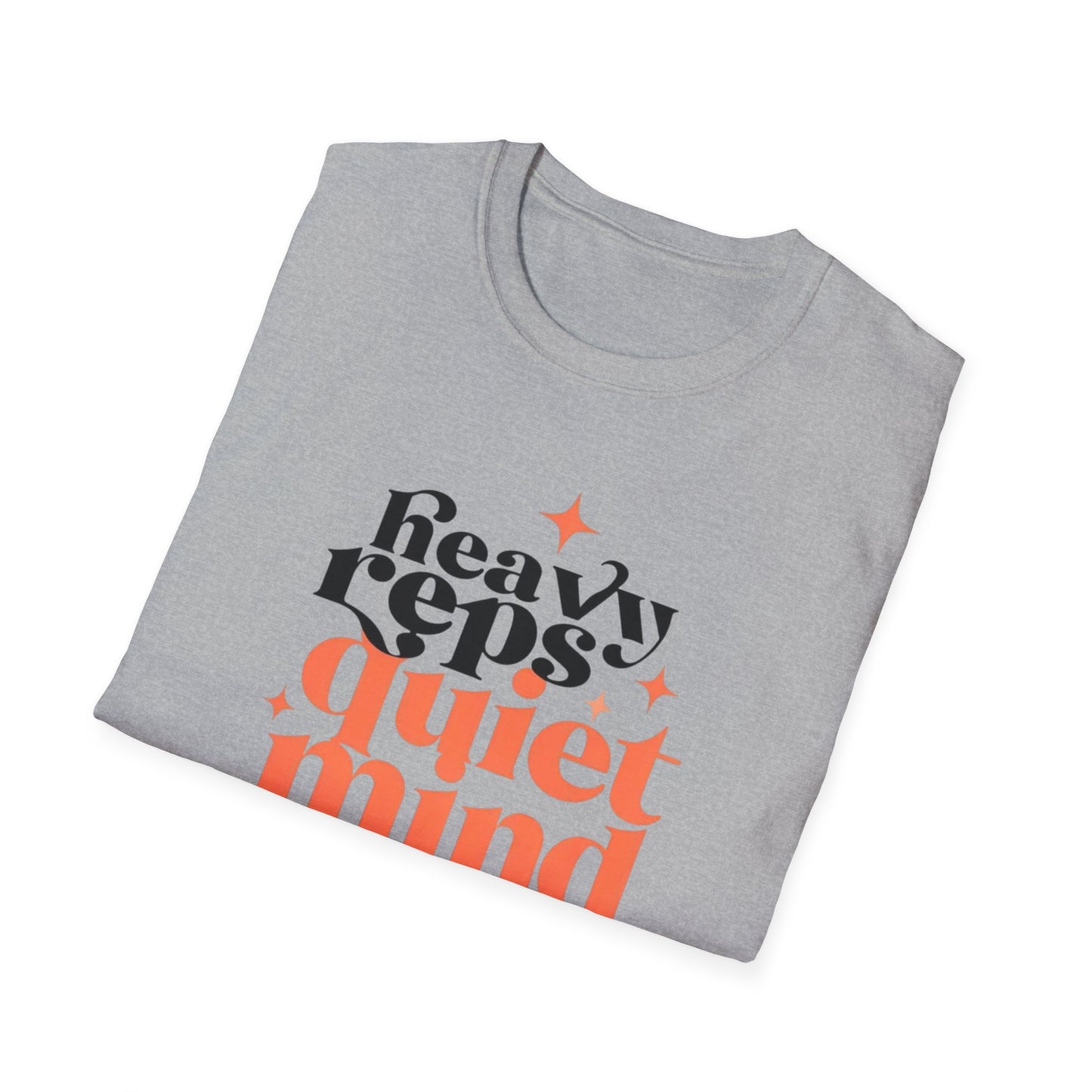 Motivational T-Shirt - 'Heavy Reps Quiet Mind', Gym Wear, Fitness Clothing, Casual Style, Gift for Gym Lovers