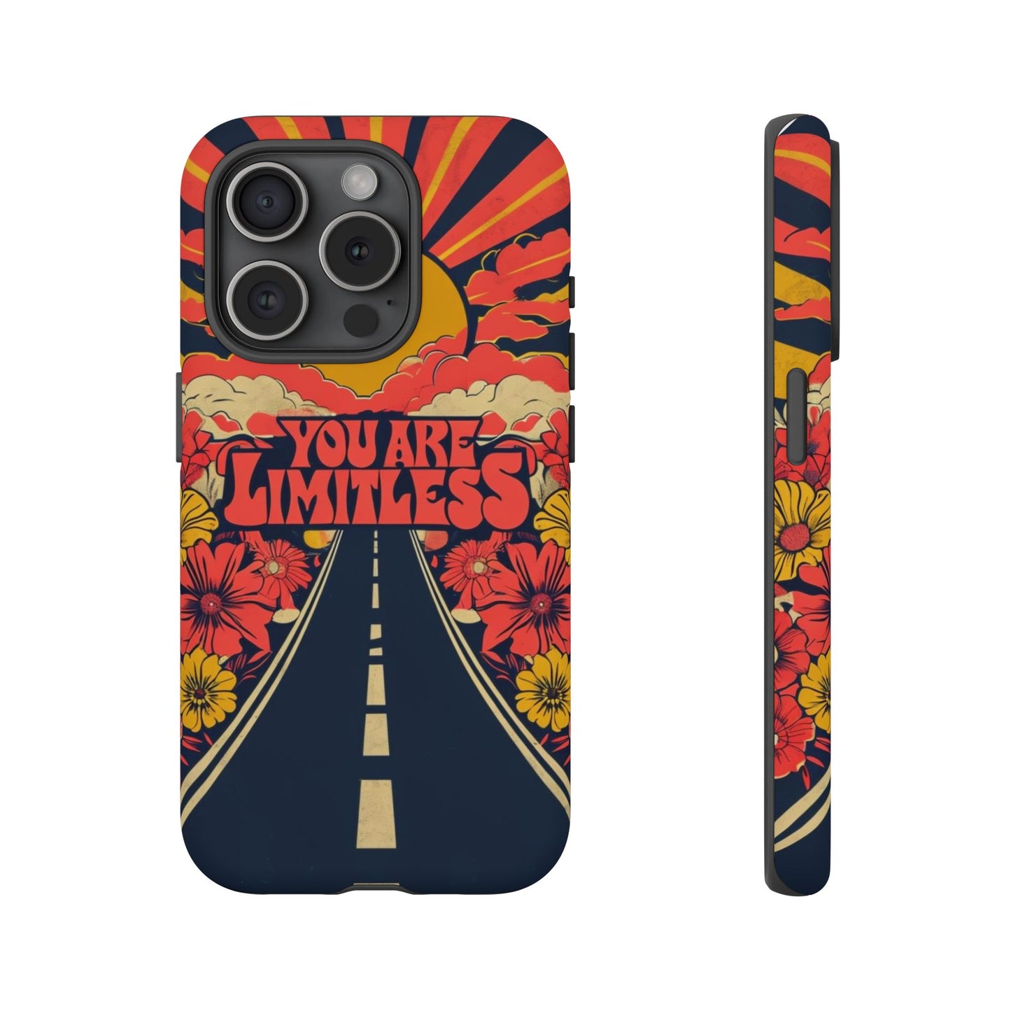 Limitless Phone Case, Floral Phone Cover, Inspirational Gift for Teen, Motivational Accessory, Vibrant Road Design