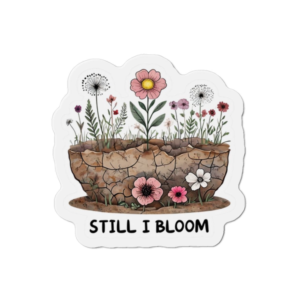 Inspirational Die-Cut Magnets – 'Still I Bloom' Floral Decor, Gift for Garden Lovers, Motivational Home & Office Decor, Flower Fridge