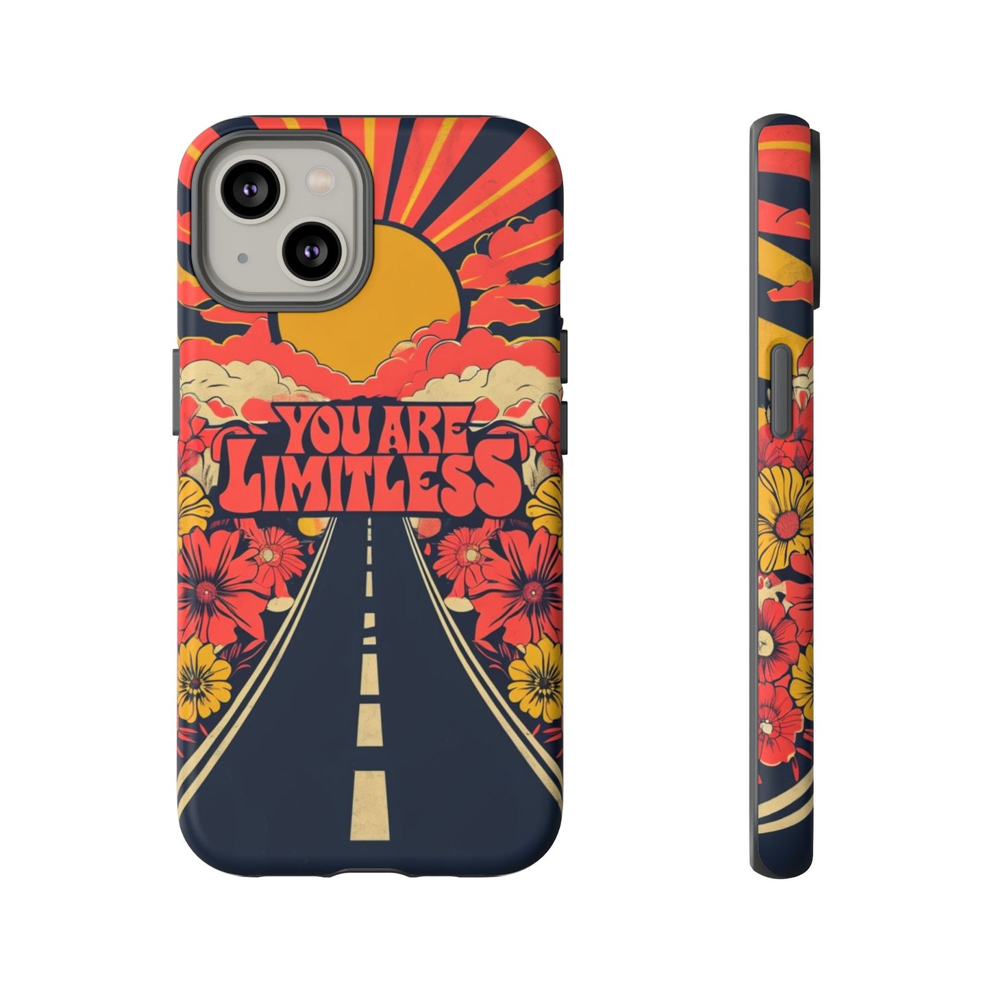 Limitless Phone Case, Floral Phone Cover, Inspirational Gift for Teen, Motivational Accessory, Vibrant Road Design