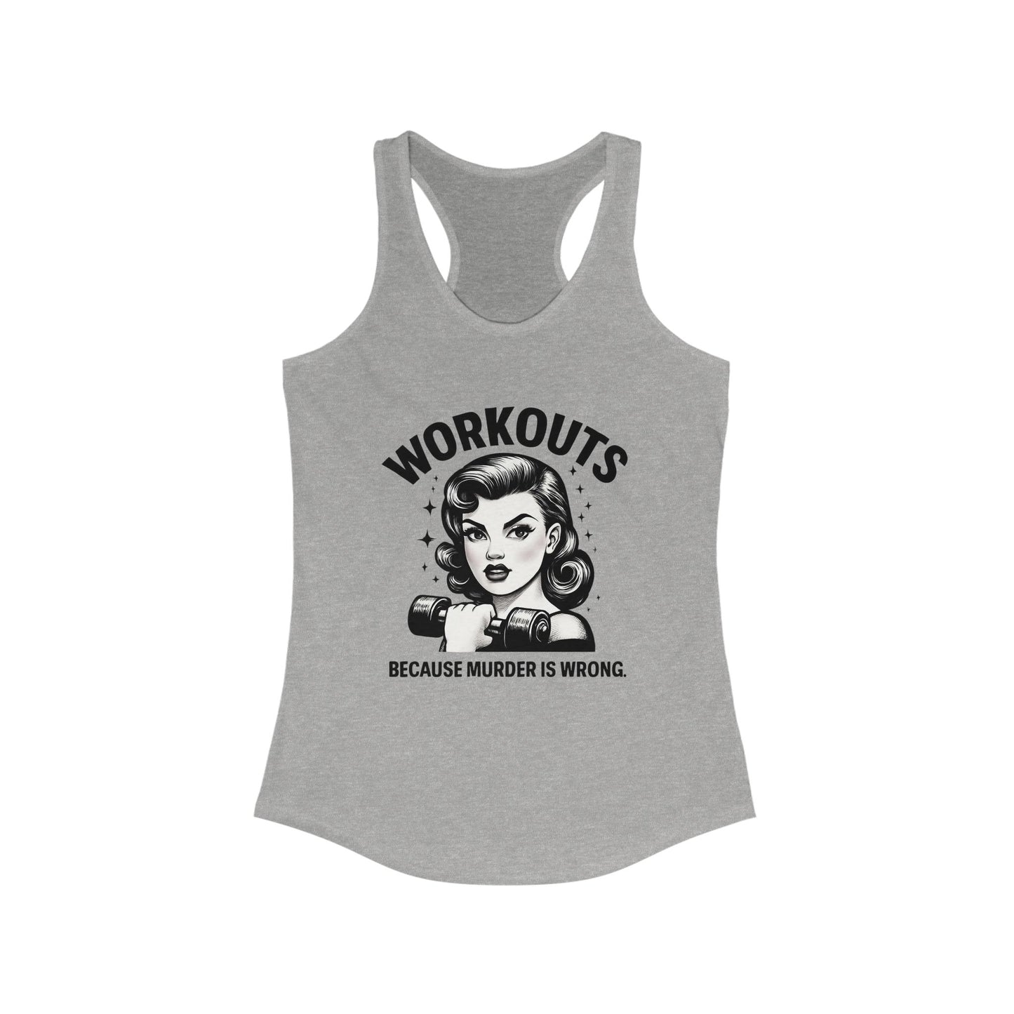 Workout Humor Racerback Tank Top, Gym Shirt, Fitness Apparel, Gift for Gym Lovers, Fun Exercise Top