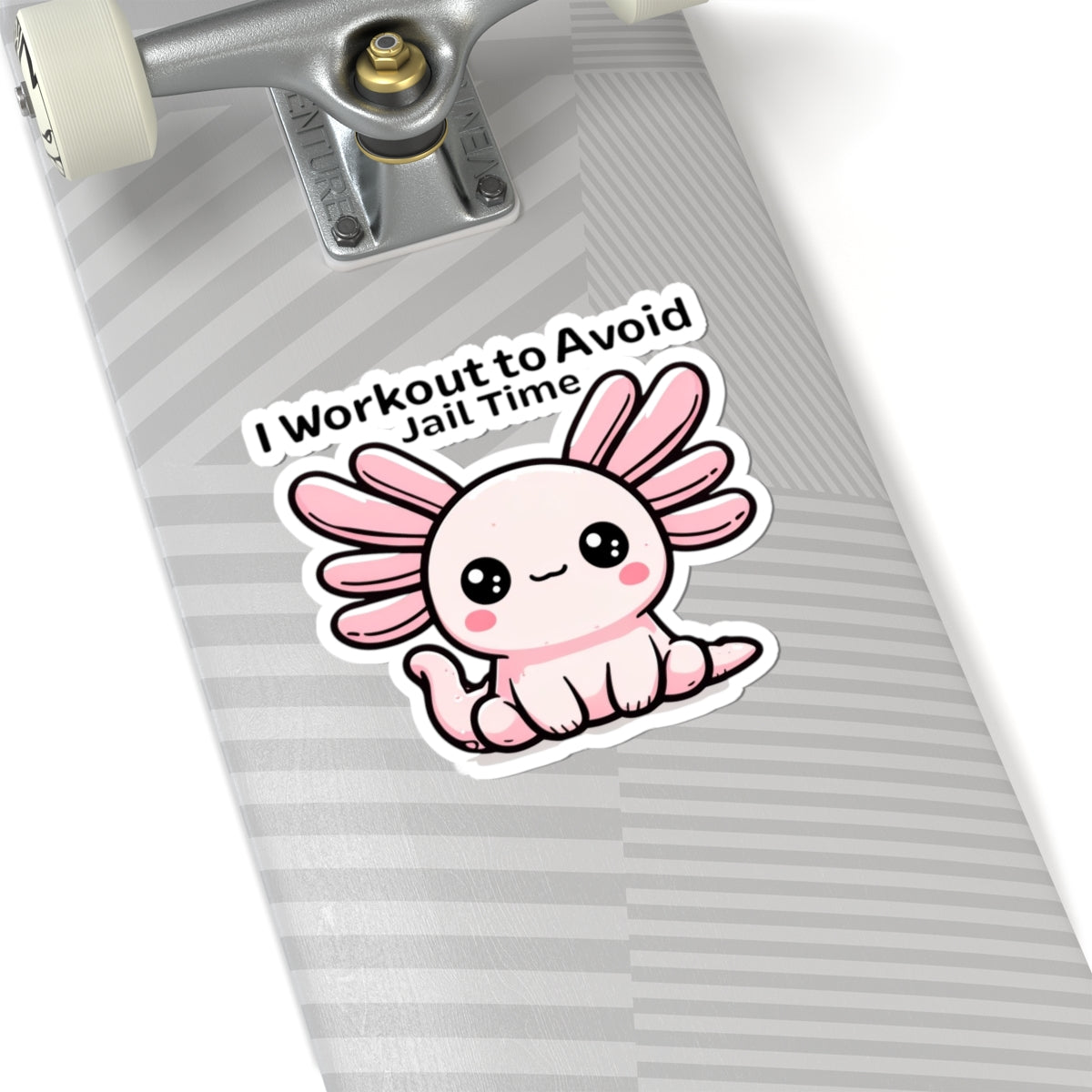 Cute Axolotl Workout Sticker, Funny Gym Decor, Cute Gift for Friends, Quirky Exercise Motivation, Laptop Decals, Hobby Enthusiasts