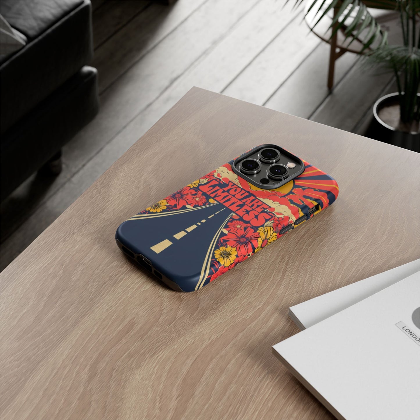 Limitless Phone Case, Floral Phone Cover, Inspirational Gift for Teen, Motivational Accessory, Vibrant Road Design