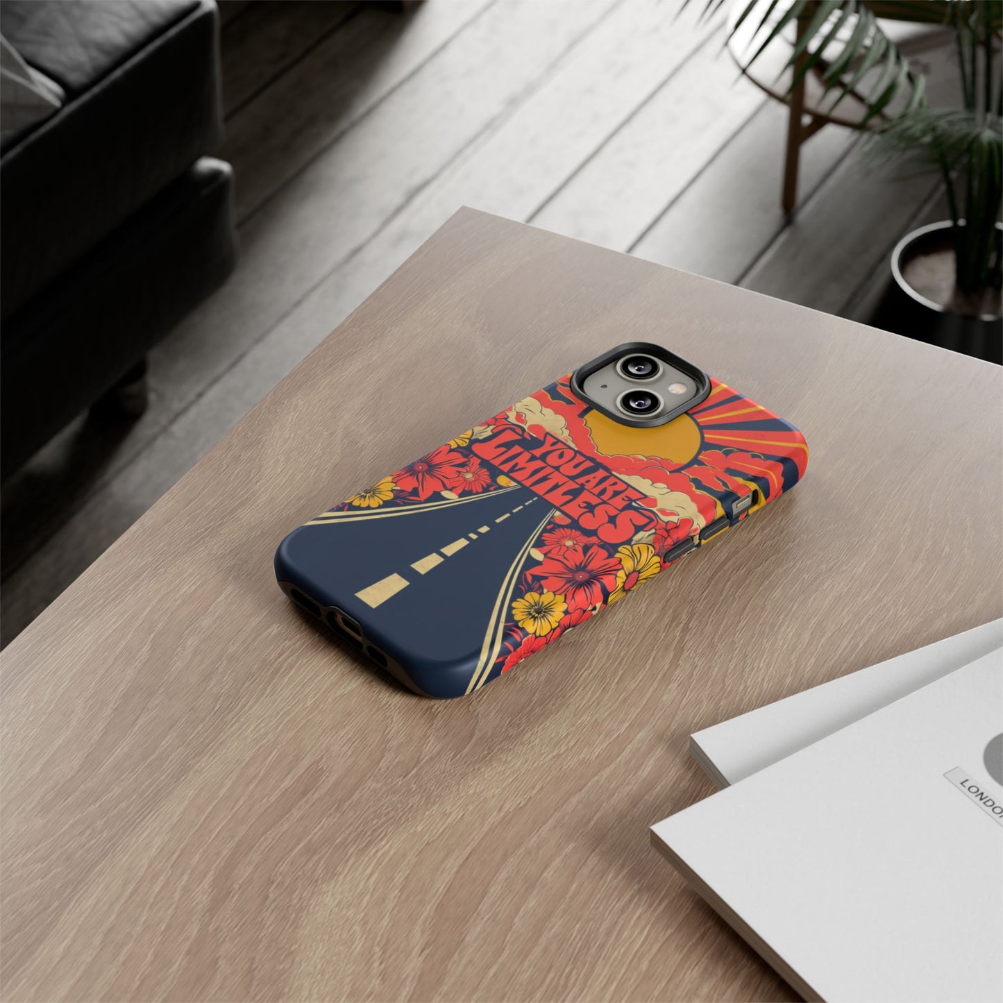 Limitless Phone Case, Floral Phone Cover, Inspirational Gift for Teen, Motivational Accessory, Vibrant Road Design