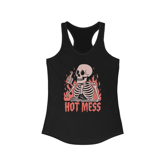 Hot Mess Racerback Tank - Fun Halloween Top, Casual Gym Wear, Summer Vibes, Gift for Friends, Spooky Season Apparel