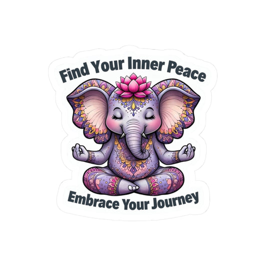 Peaceful Elephant Kiss-Cut Stickers, Find Your Inner Peace, Embrace Your Journey, Meditation Decor, Yoga Gift, Laptop Stickers, Journal
