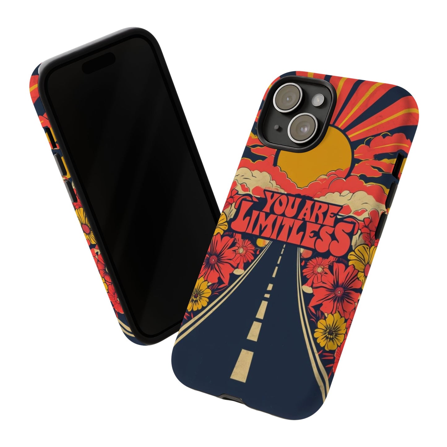 Limitless Phone Case, Floral Phone Cover, Inspirational Gift for Teen, Motivational Accessory, Vibrant Road Design