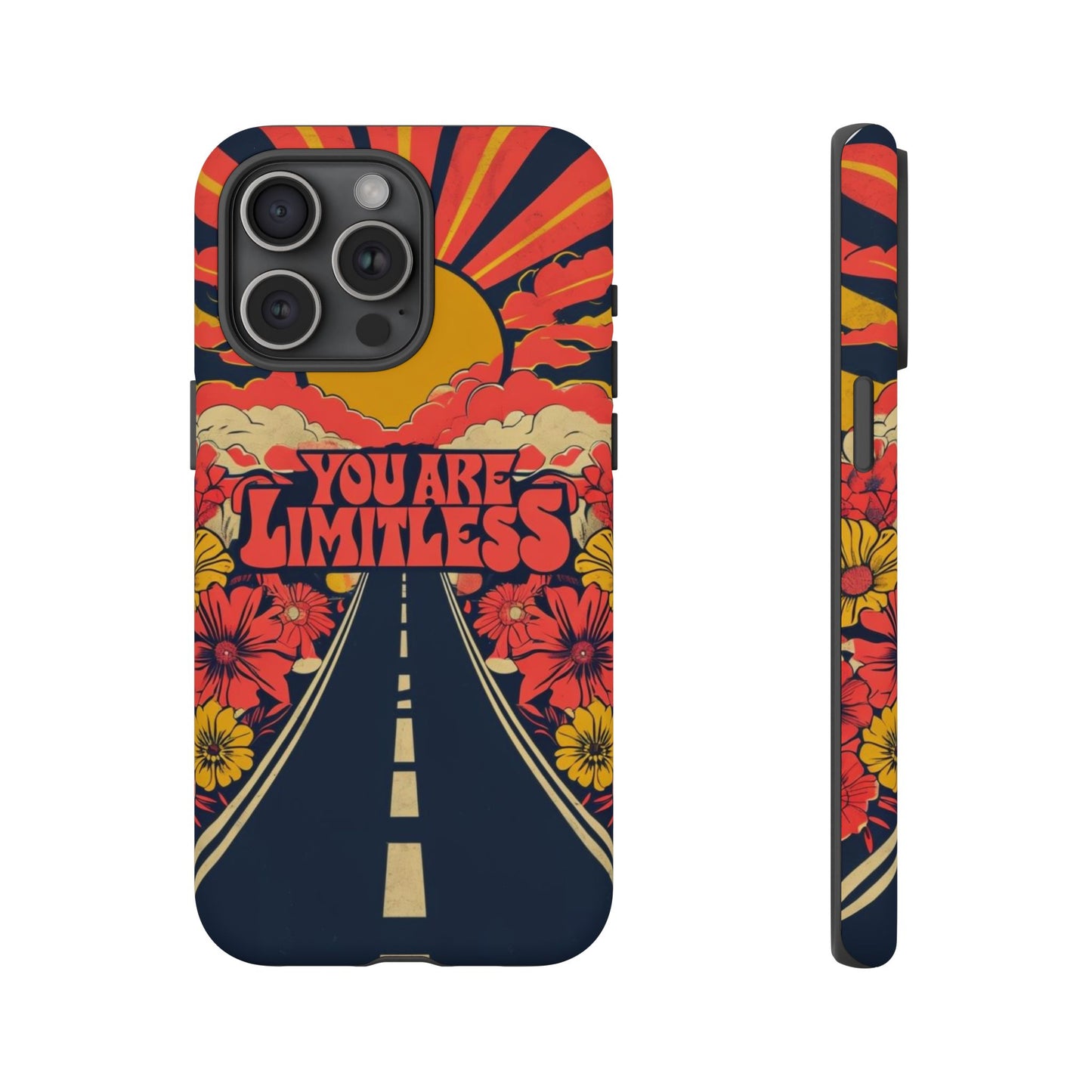 Limitless Phone Case, Floral Phone Cover, Inspirational Gift for Teen, Motivational Accessory, Vibrant Road Design