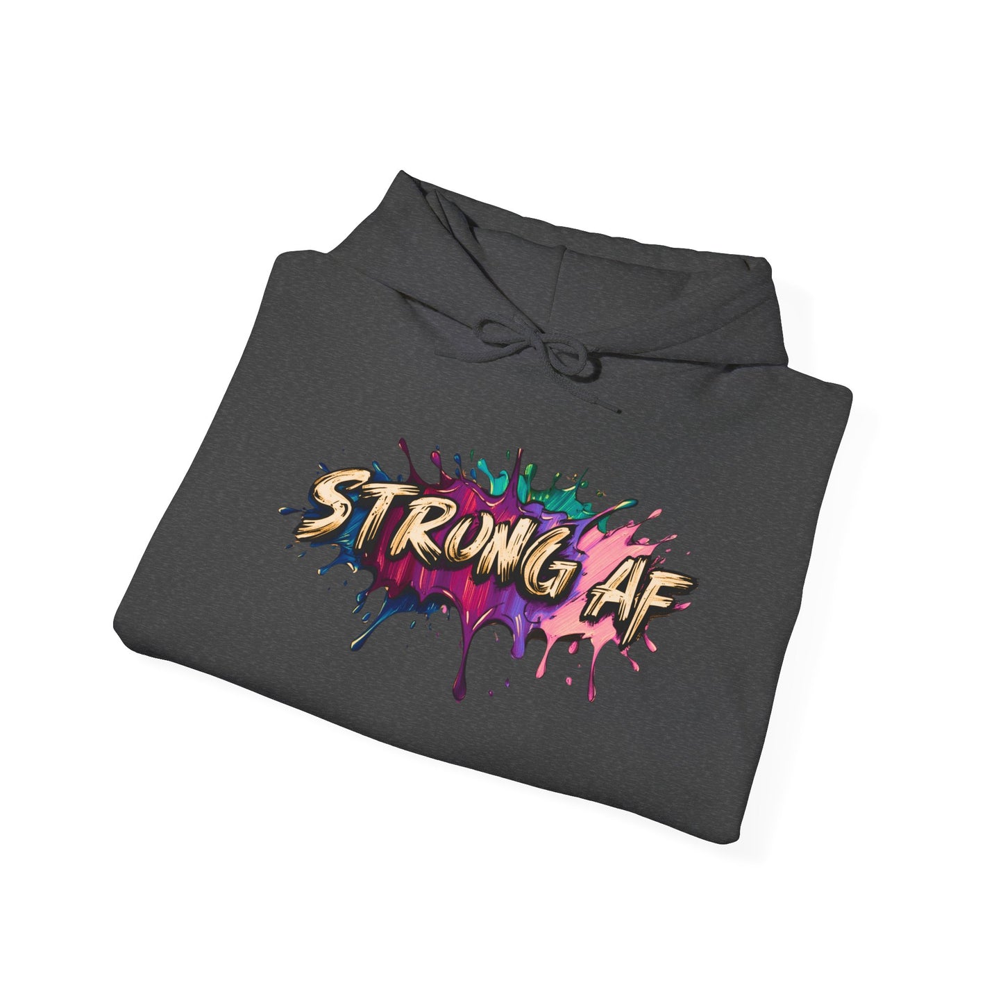 Bold 'STRONG AF' Unisex Hoodie - Comfortable Sweatshirt, Perfect for Gym Enthusiasts, Everyday Wear, Motivational Gifts