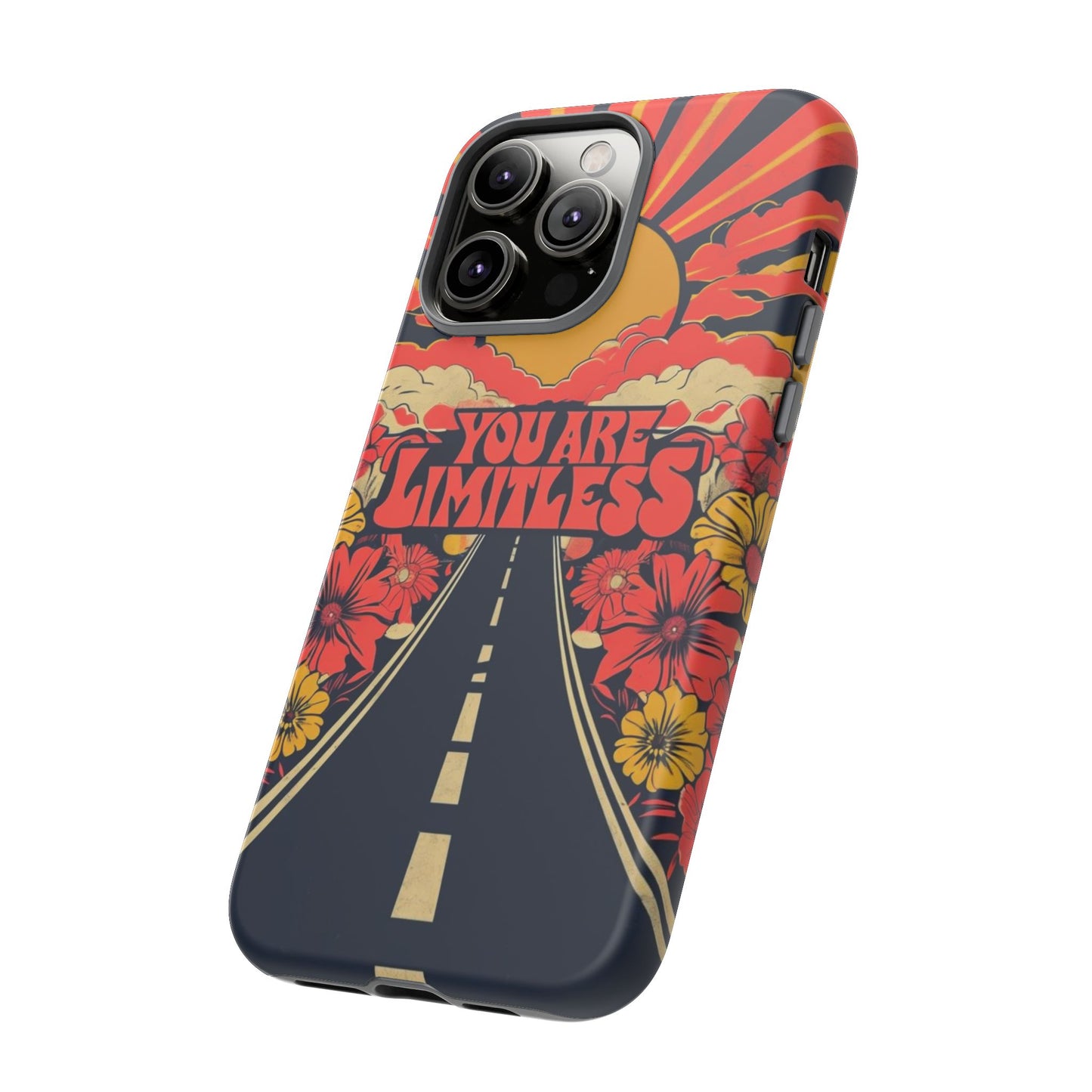 Limitless Phone Case, Floral Phone Cover, Inspirational Gift for Teen, Motivational Accessory, Vibrant Road Design