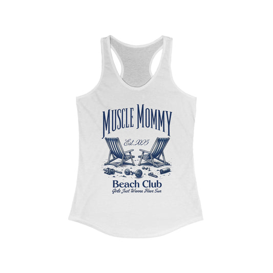 Muscle Mommy Beach Club Racerback Tank, Perfect for Summer Adventures, Gifts for Moms, Beach Vacation Essentials, Casual Summer Top