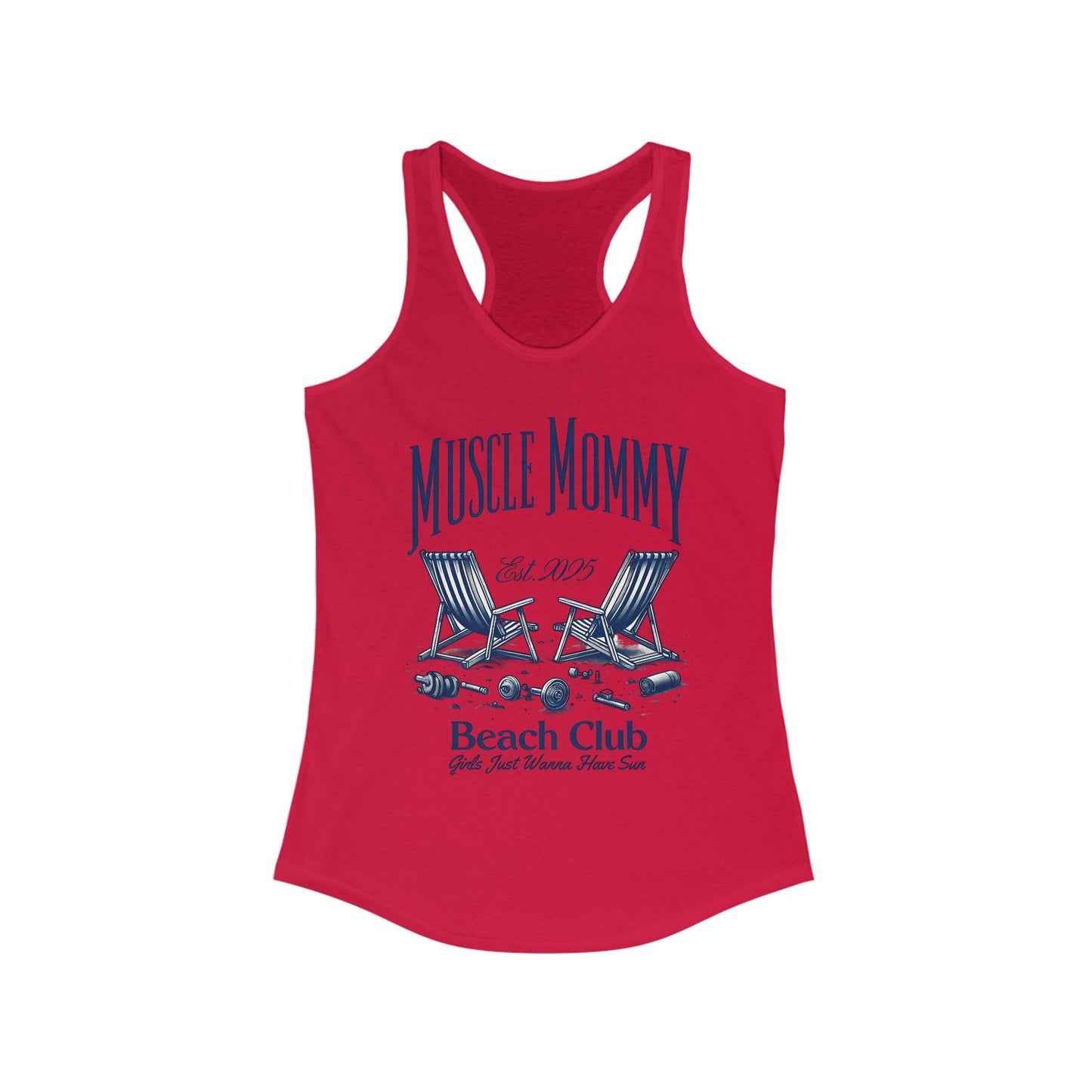 Muscle Mommy Beach Club Racerback Tank, Perfect for Summer Adventures, Gifts for Moms, Beach Vacation Essentials, Casual Summer Top