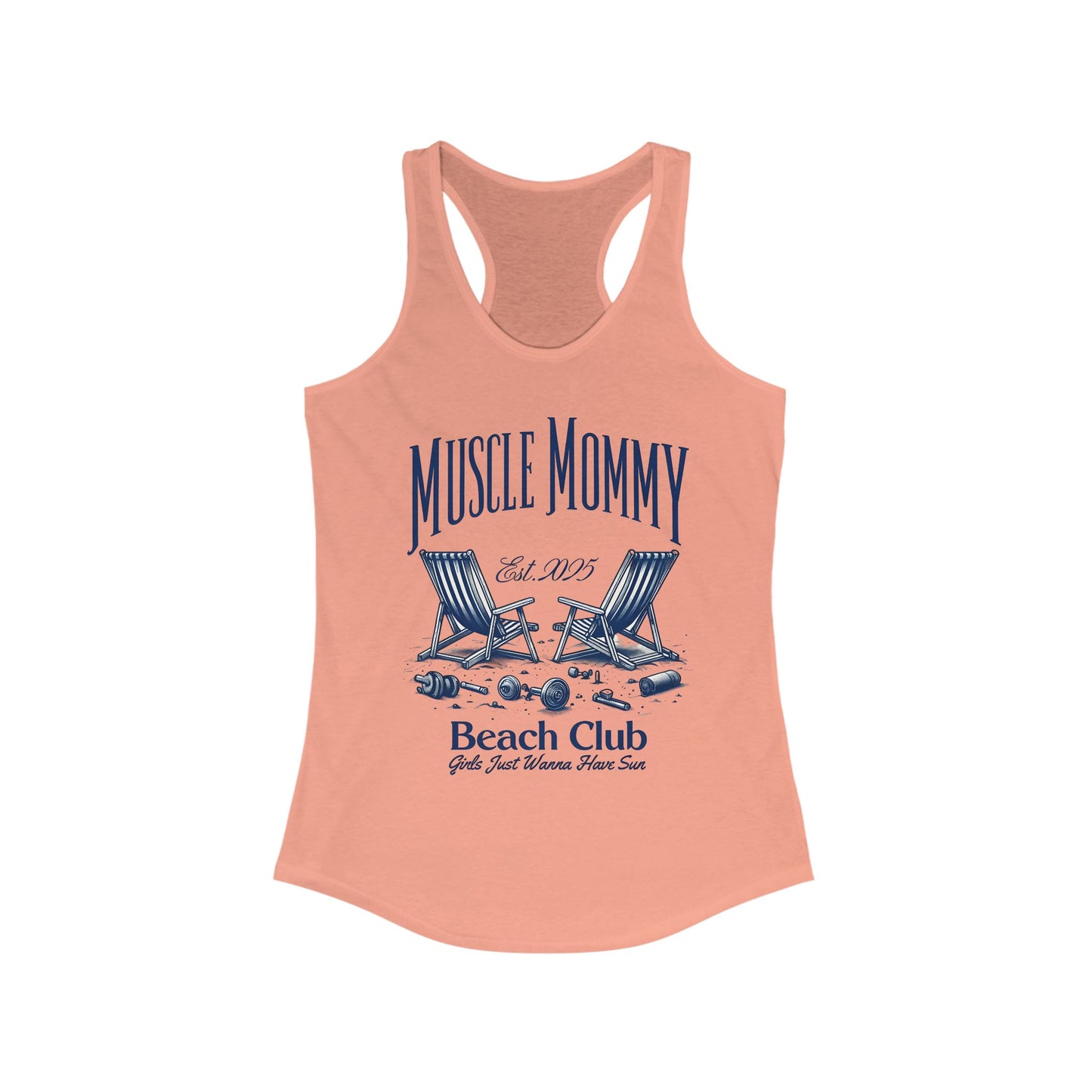 Muscle Mommy Beach Club Racerback Tank, Perfect for Summer Adventures, Gifts for Moms, Beach Vacation Essentials, Casual Summer Top