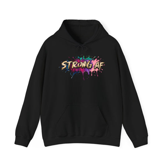 Bold 'STRONG AF' Unisex Hoodie - Comfortable Sweatshirt, Perfect for Gym Enthusiasts, Everyday Wear, Motivational Gifts