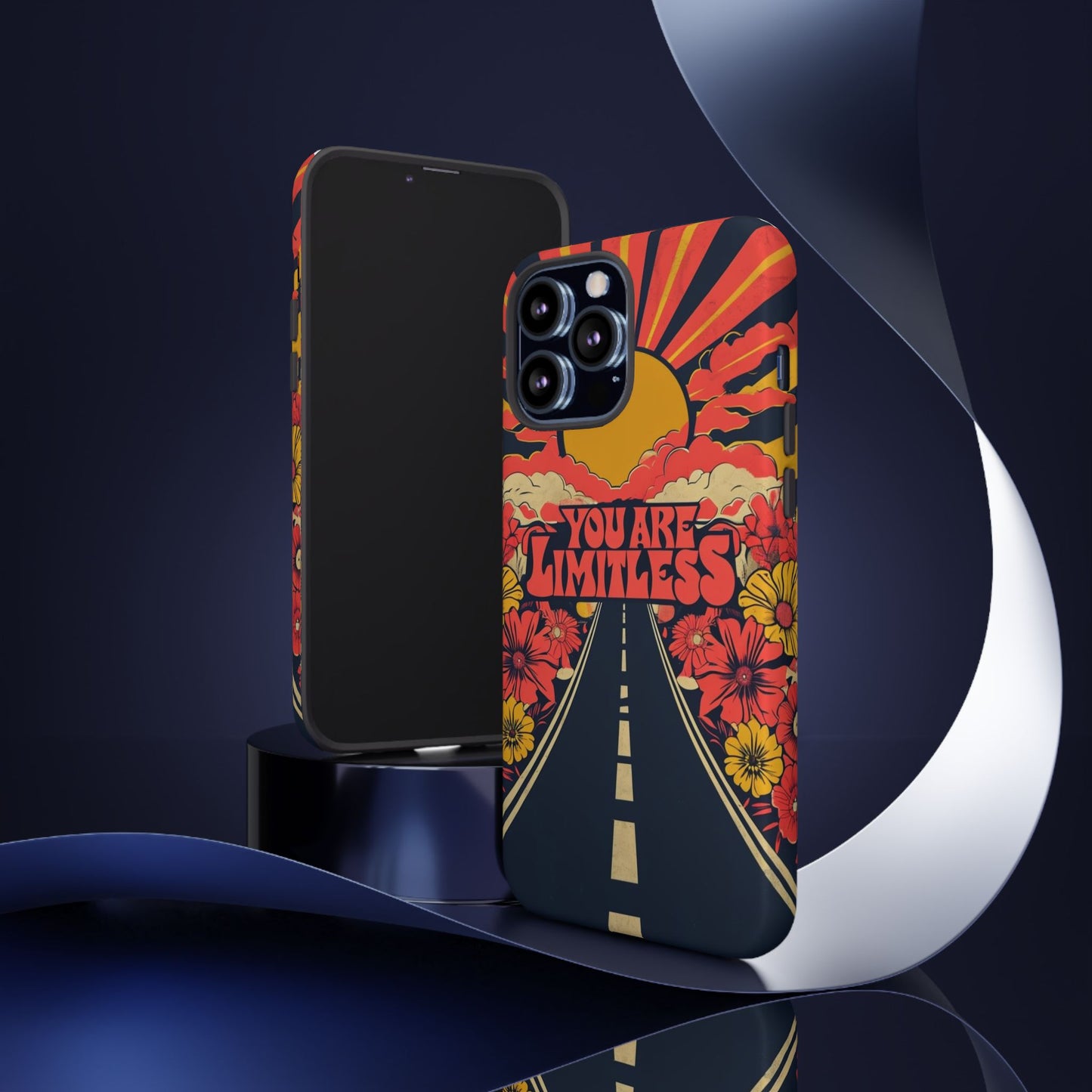 Limitless Phone Case, Floral Phone Cover, Inspirational Gift for Teen, Motivational Accessory, Vibrant Road Design