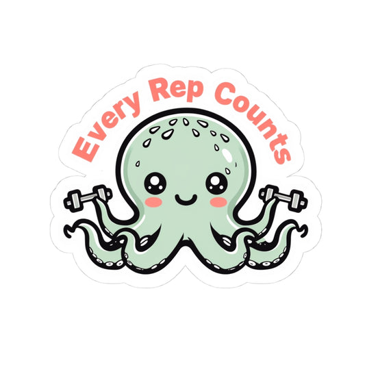 Cute Fitness Octopus Stickers, Every Rep Counts, Gym Decor, Motivational Stickers, Laptop Decals, Planner Accessories, Gift for Gym Lovers