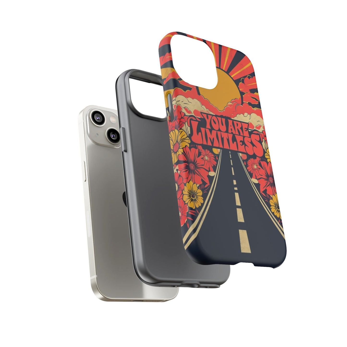 Limitless Phone Case, Floral Phone Cover, Inspirational Gift for Teen, Motivational Accessory, Vibrant Road Design