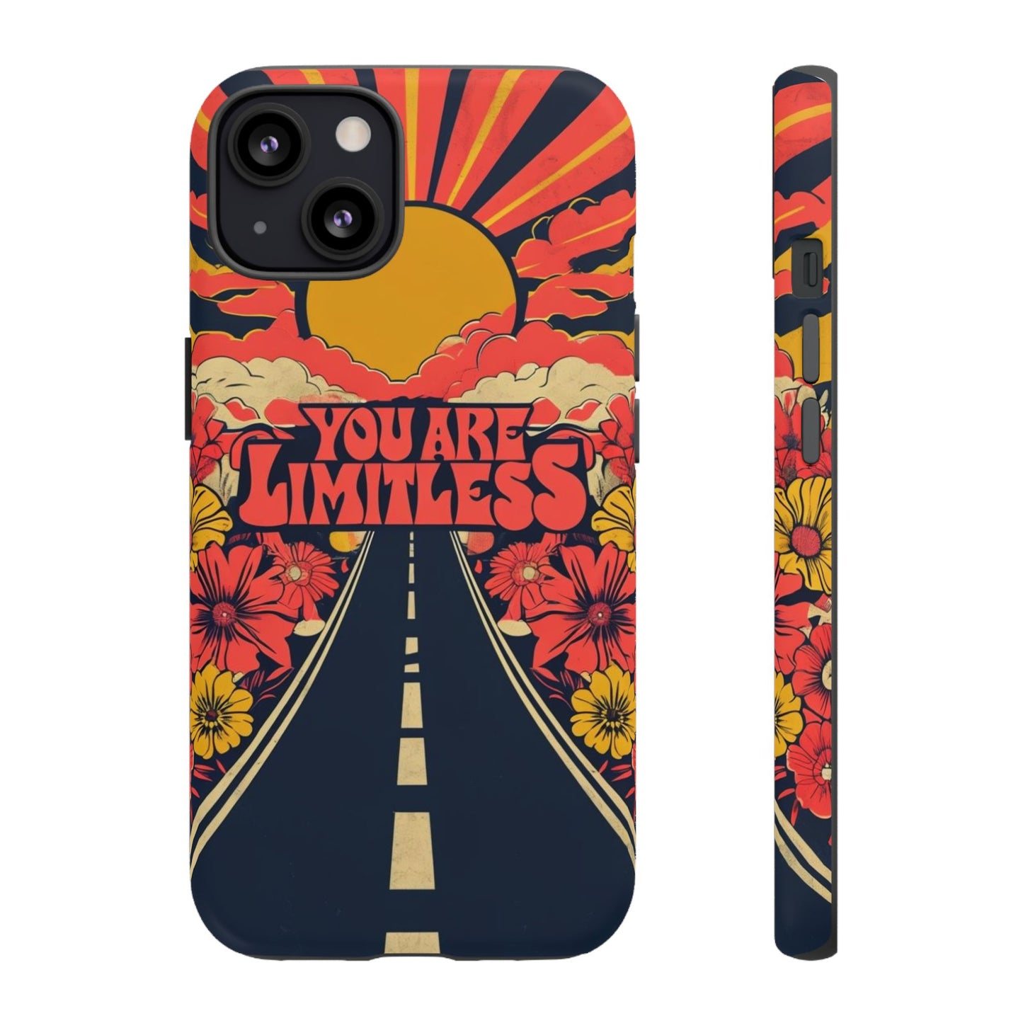 Limitless Phone Case, Floral Phone Cover, Inspirational Gift for Teen, Motivational Accessory, Vibrant Road Design