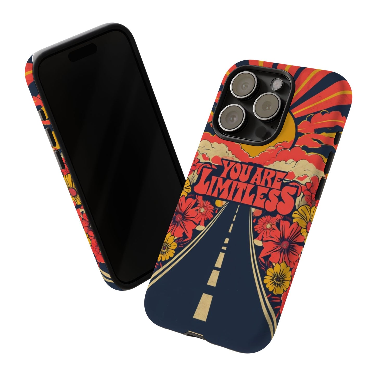 Limitless Phone Case, Floral Phone Cover, Inspirational Gift for Teen, Motivational Accessory, Vibrant Road Design
